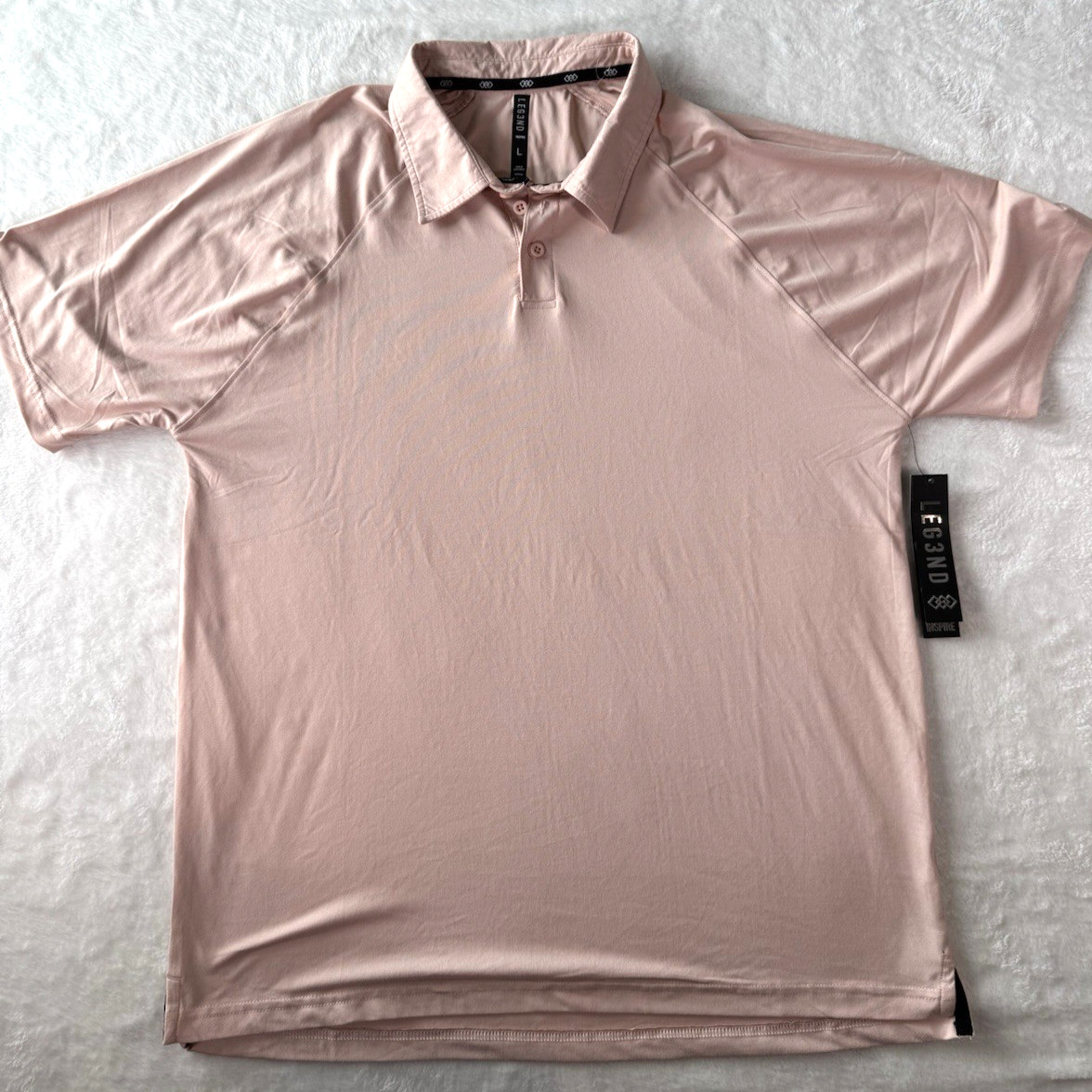 Legend Polo Shirt Mens Size LRG Pink(Peach) Anti-Odor 4-way Stretch Wicking NWT