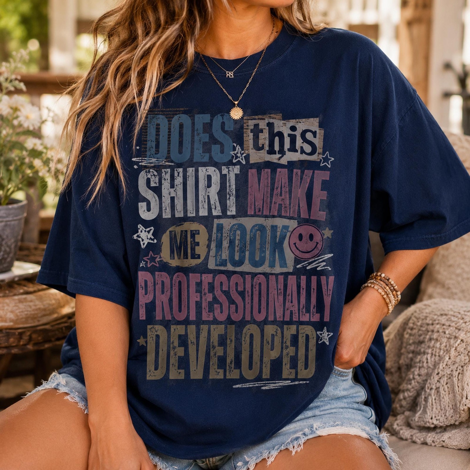 Does This Shirt Make Me Look Professionally Developed Funny Teacher Tee