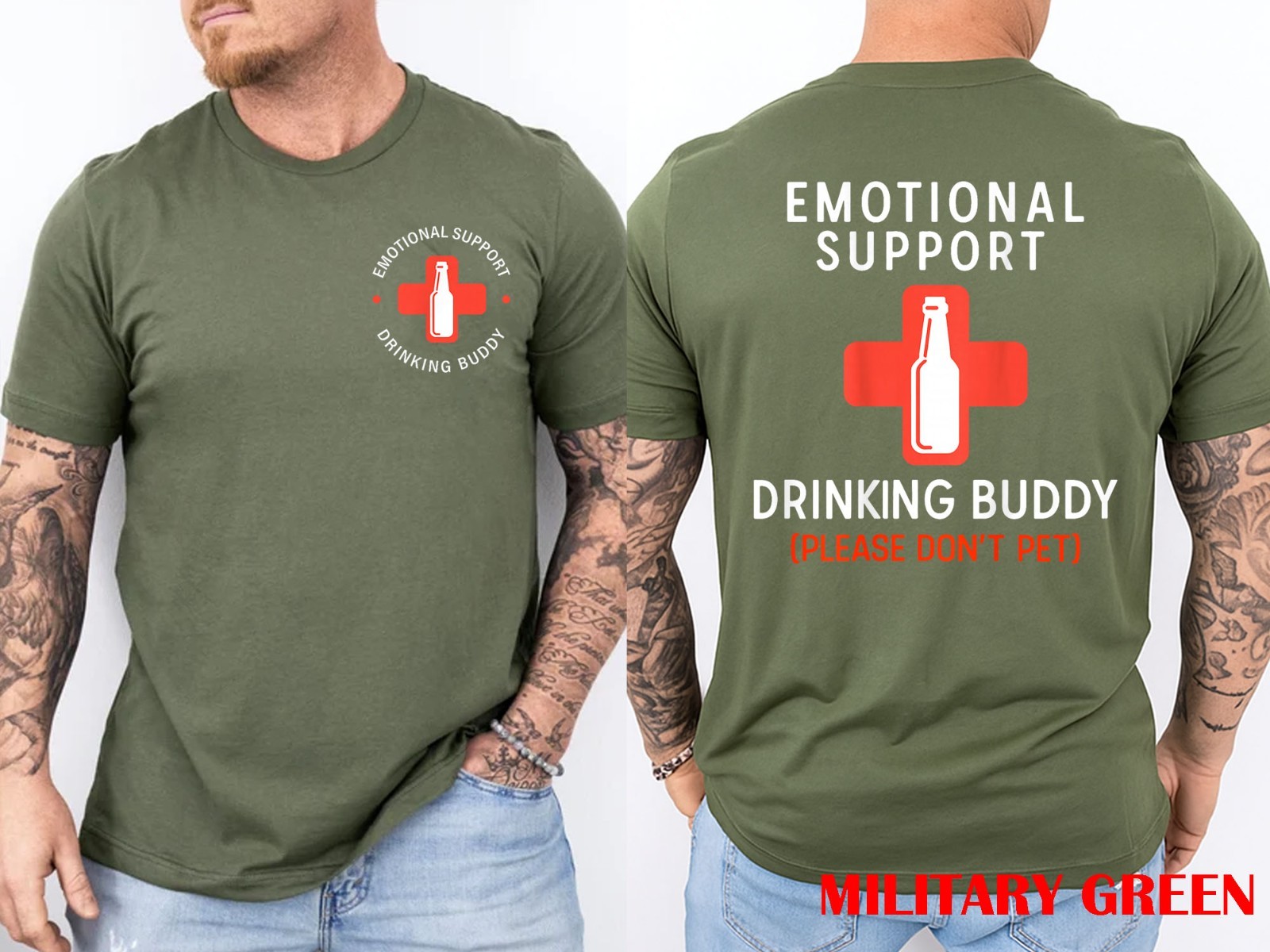 2 Sided – Emotional Support Drinking Buddy Please Don’t Pet T-Shirt