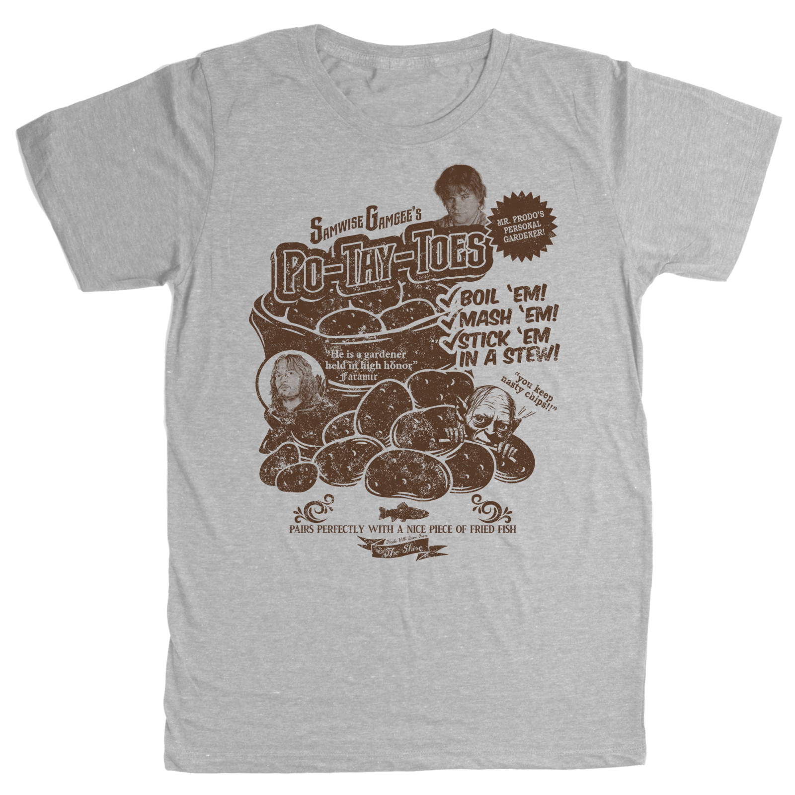 Samwise Gamgee Po Tay Toes Potatoes Hobbits The Shire Lord of the Rings T Shirt