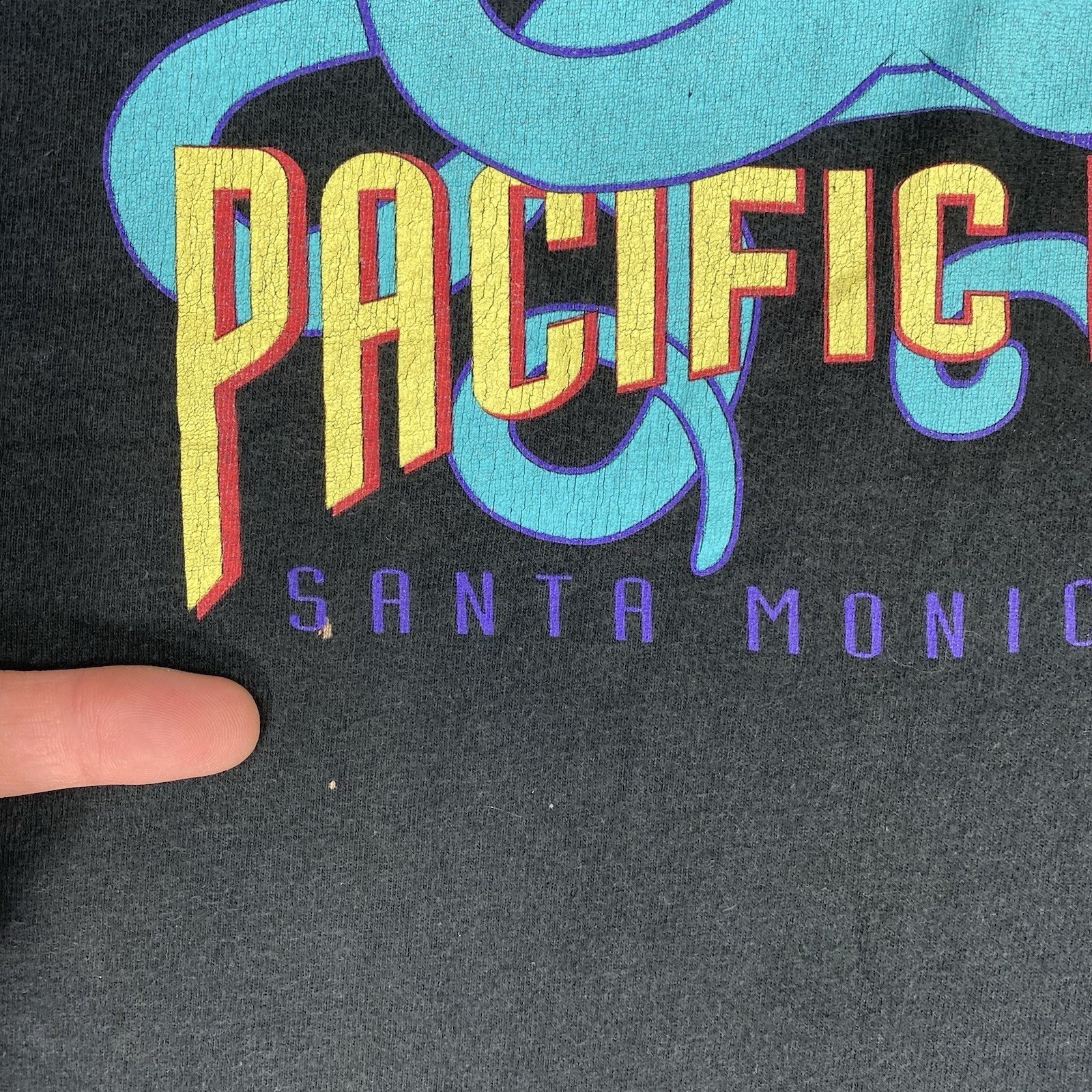 Vintage Pacific Park Santa Monica Pier Shirt Mens XL Black Octopus Single Stitch