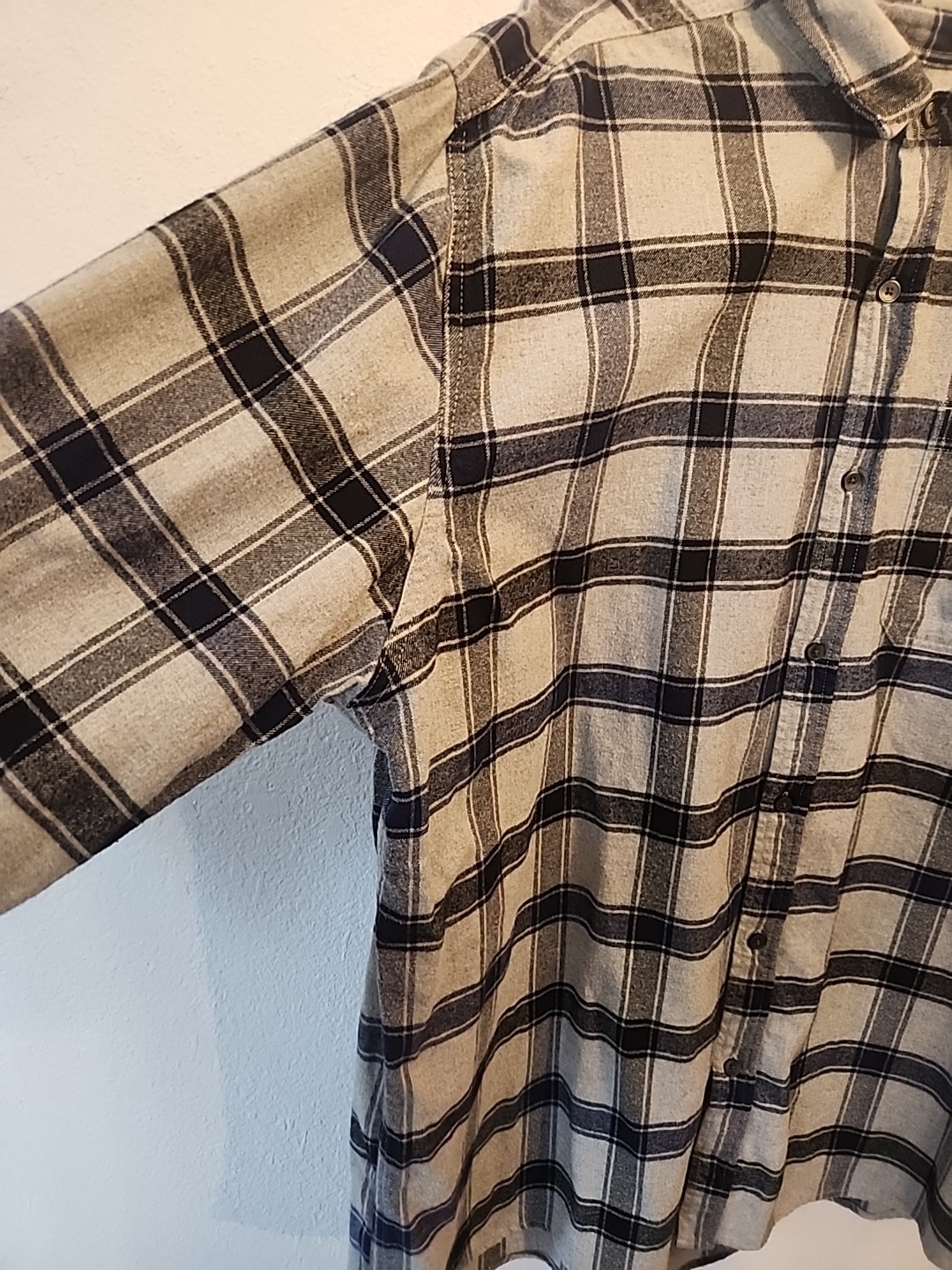 Dip 2xl Tall Flannel Gray Black Plaid Men’s Shirt Long Sleeve C 26 in x L 30 in