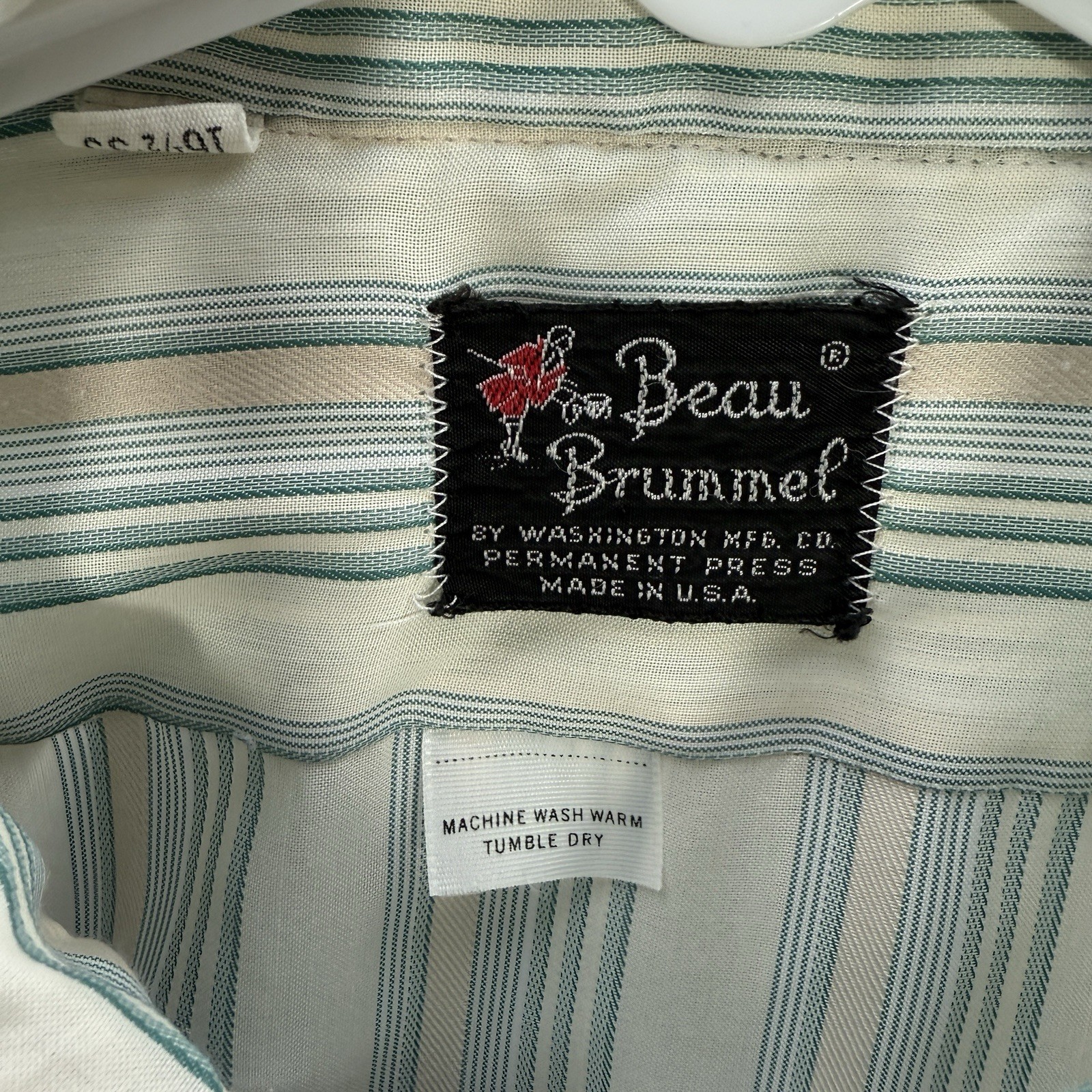 Vintage Beau Brummel Shirt Adult 16.5 Multicolor Striped Long Sleeve 60s 70s