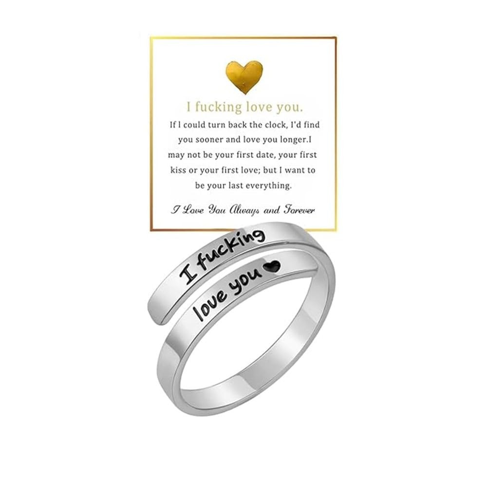 I Fvcking Love You Engraved Ring Stainless Steel Spiral Promise Rings for Men…
