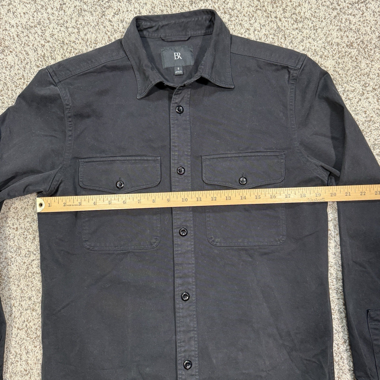 Banana Republic Utility Shirt Mens Small Black Cotton Twill Overshirt Shacket
