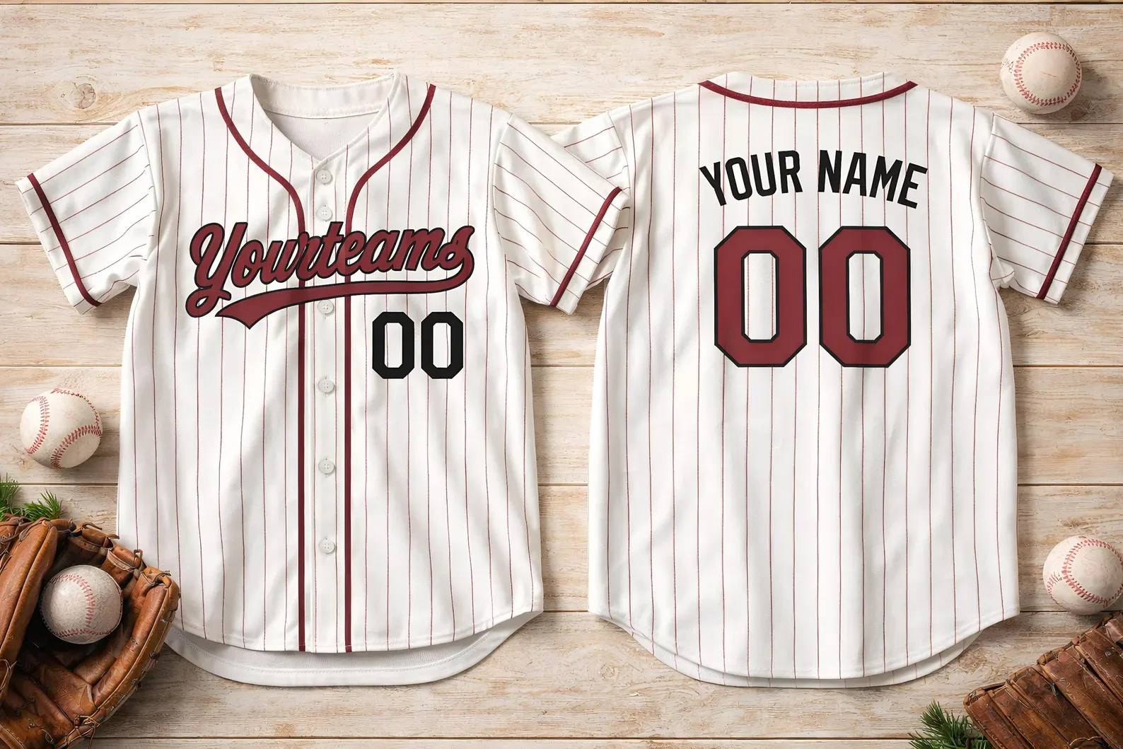 Adult Custom Baseball Jersey Personalized Name Number Pinstripe Team Shirt