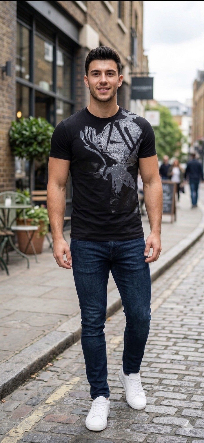 ARMANI EXCHANGE Black EAGLE Short Sleeve Slim Fit Designer Mens T-shirt NWT
