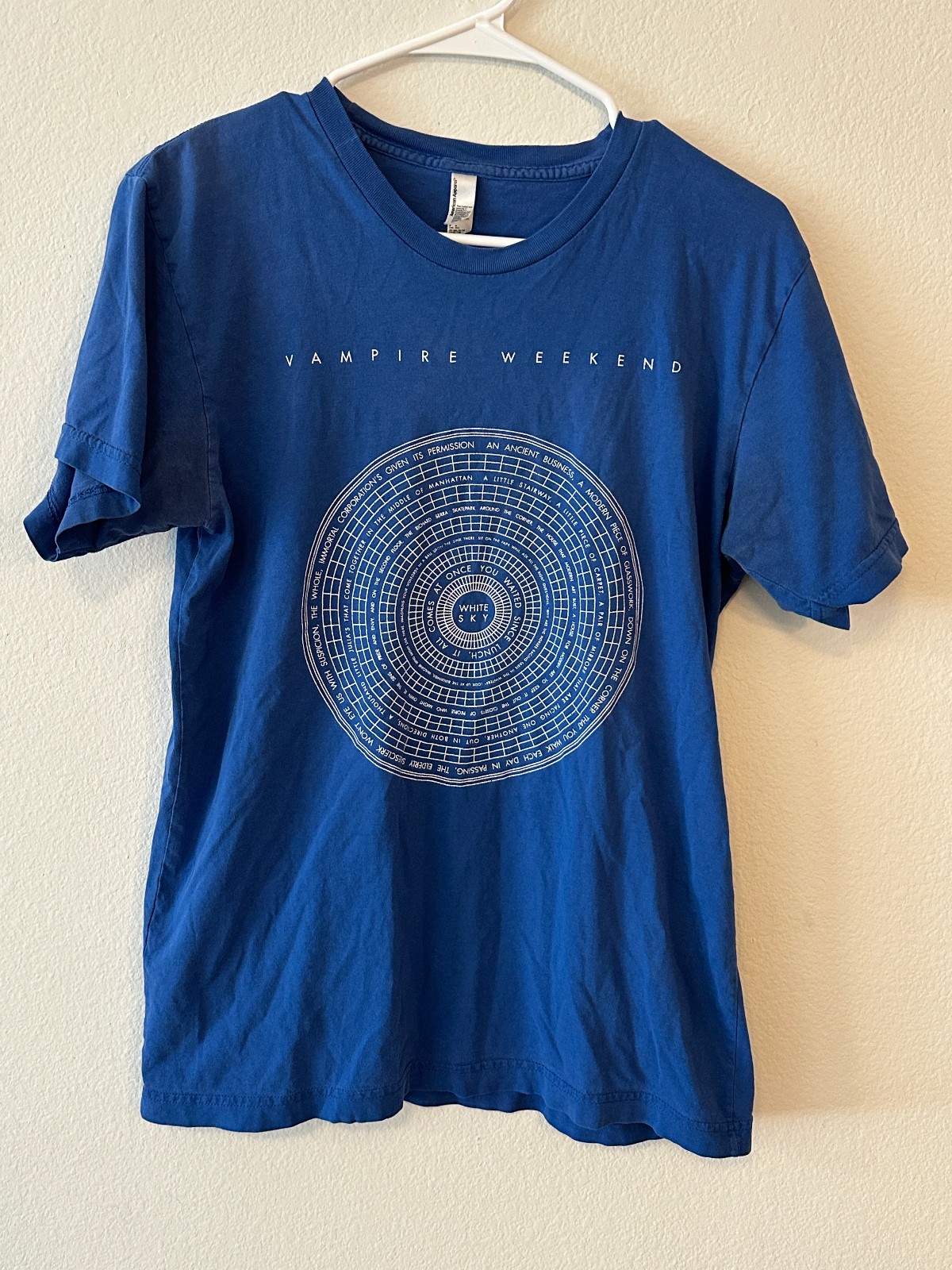 Vampire Weekend White Sky Band T Shirt Blue American Apparel Made USA Men’s M