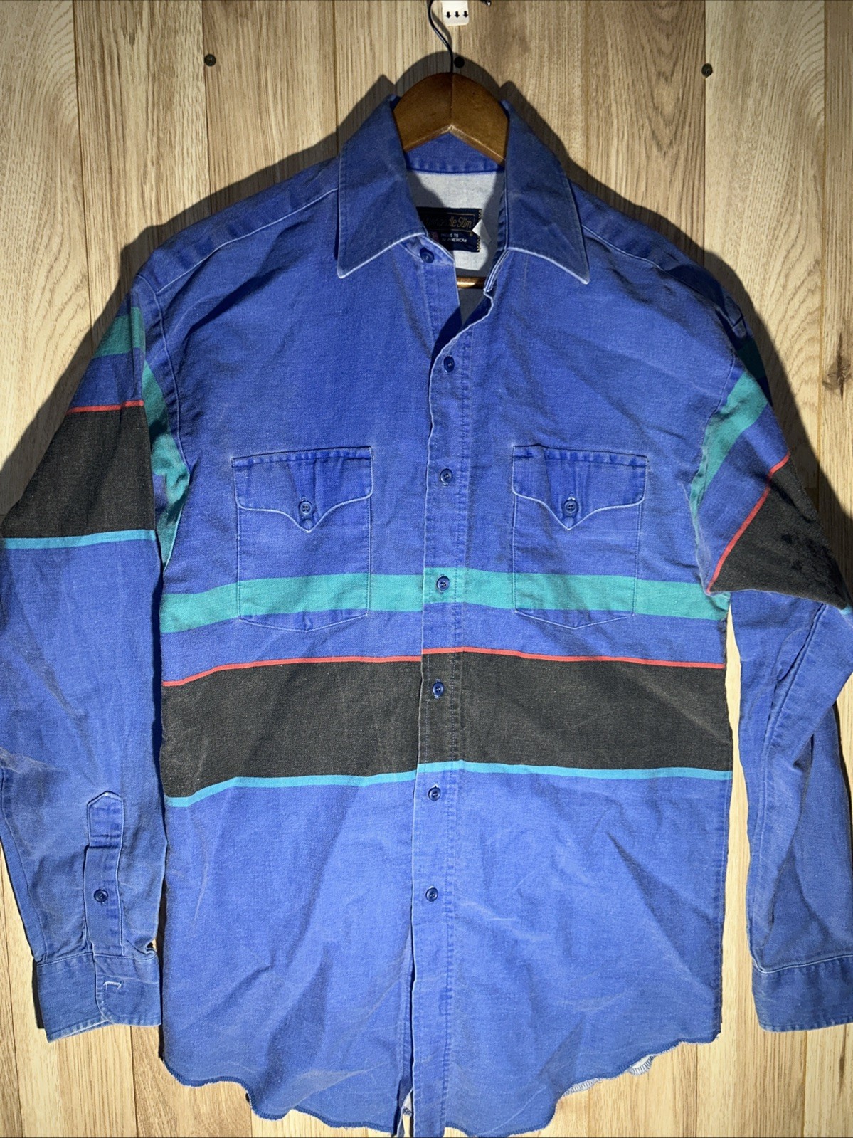 Vintage 90s Panhandle Slim Brush Hopper Striped Shirt Western Men’s Medium 15