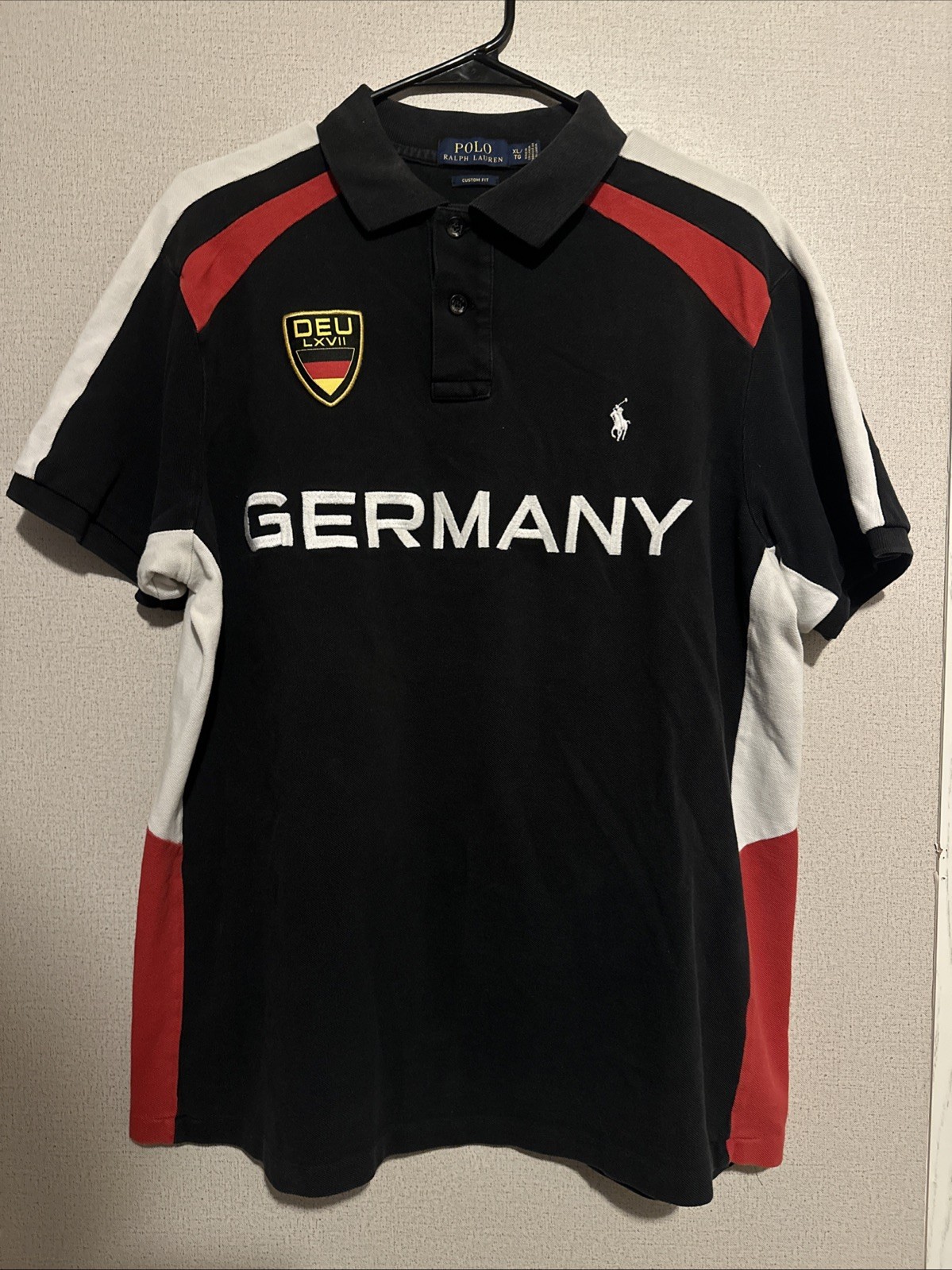 Vintage Polo Ralph Lauren Germany Flag Polo Shirt Men Size XL Custom Fit