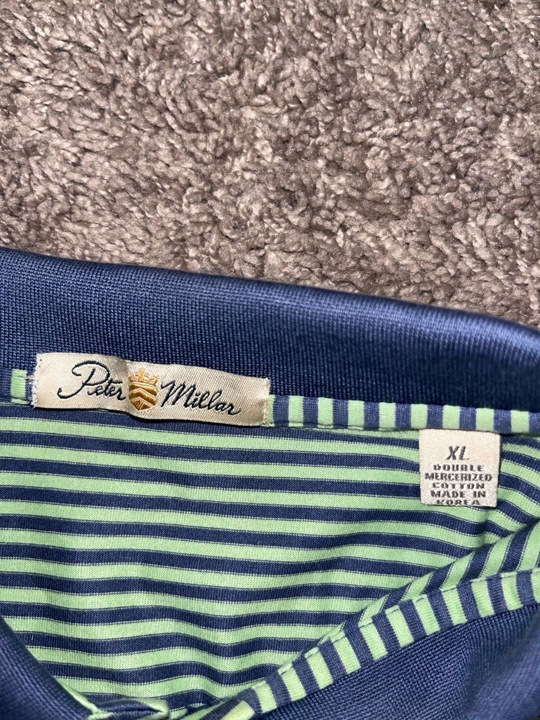 Peter Millar Men’s Mercerized Cotton Striped Polo Shirt with Embroidered Diamond