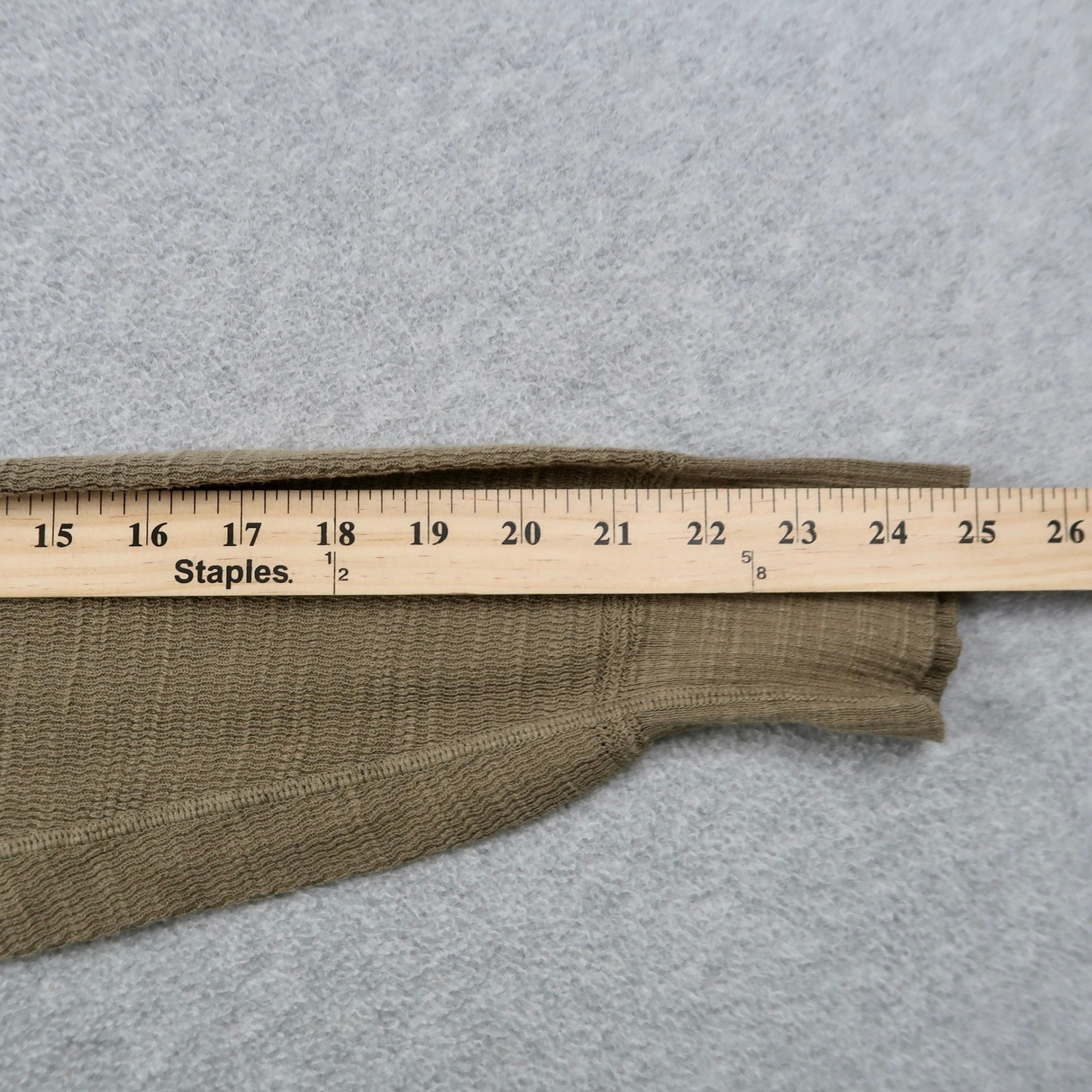 Buck Mason Mens Large L Khaki Textured Cotton Long Sleeve Henley Thermal