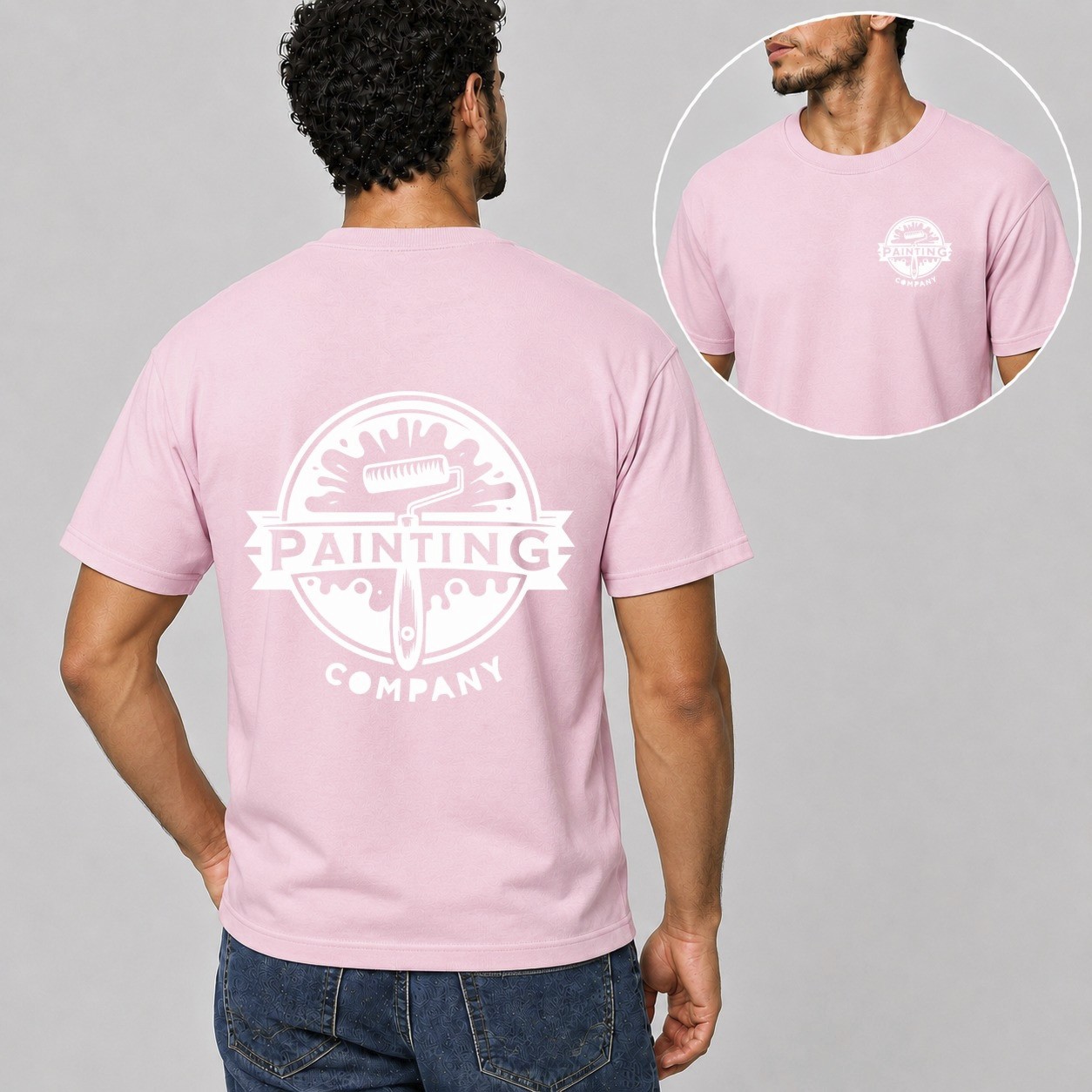 Mens Personalised Work T Shirt Custom Trade Company Logo Painter Decorator Gift