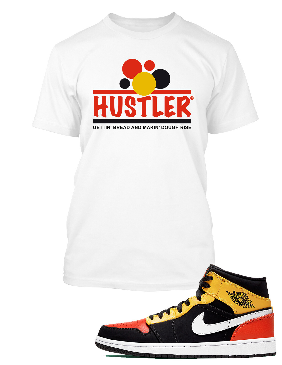 Mens Huster Tee Shirt to Match J1 Retro Air Sneaker Hip Hop Sports Money Maker T