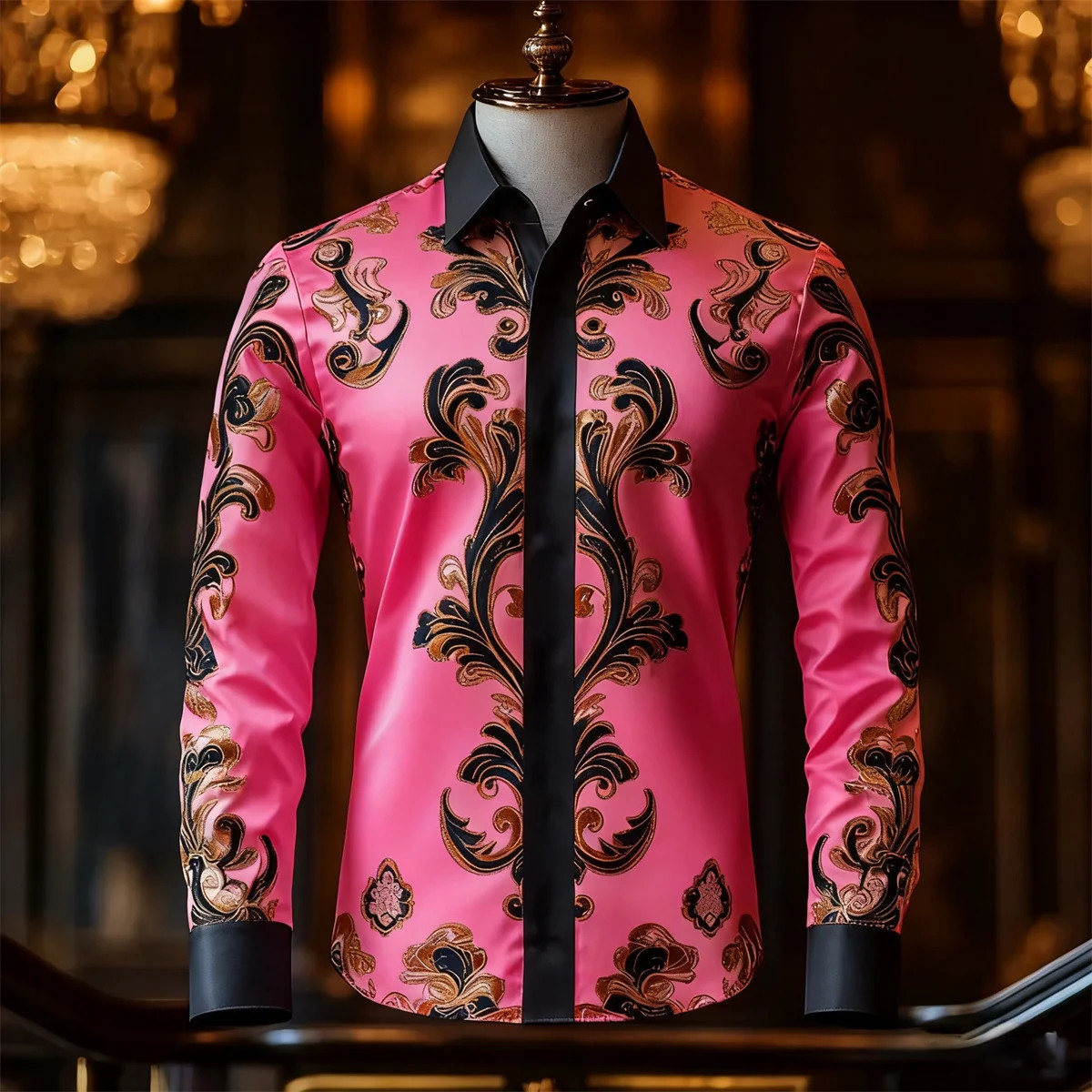 Button Down Shirt Men Fashion Floral Print Men’s Casual Banquet Hawaiian shirt