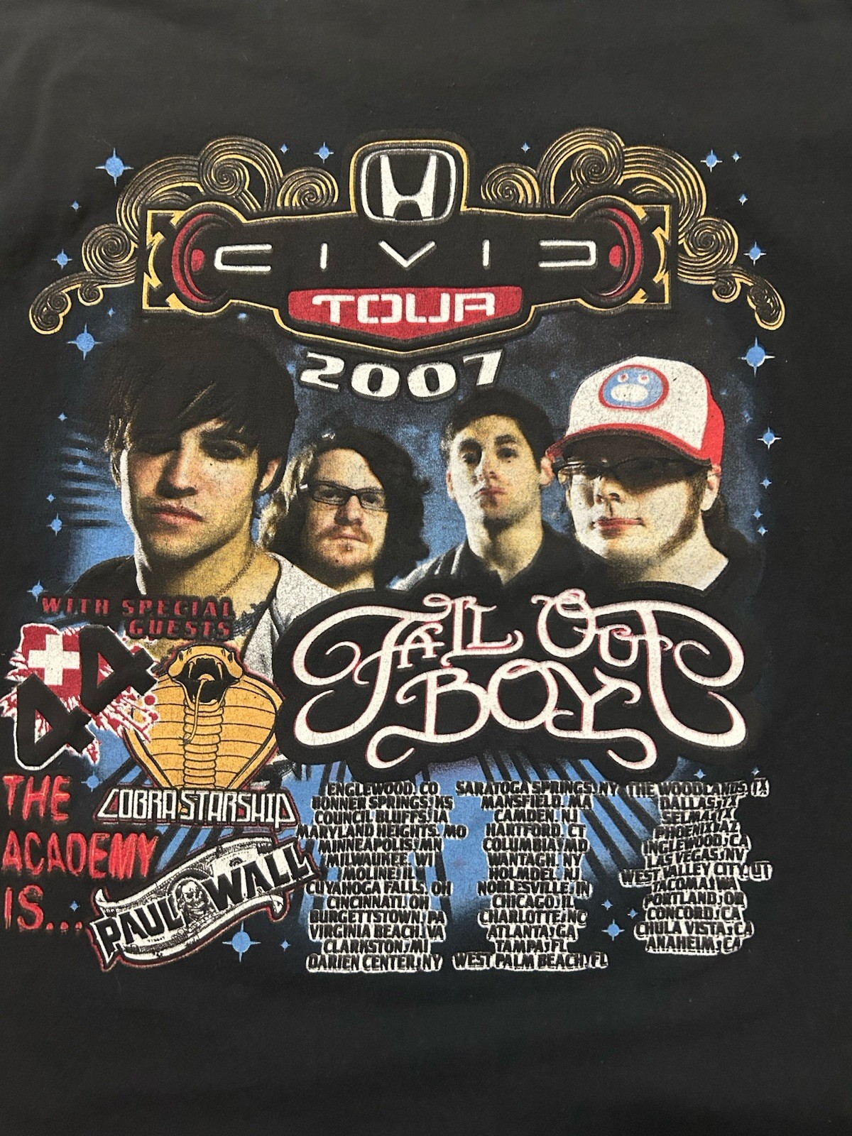 Delta Pro Weight Fall Out Boy Civic Tour 2007 Black L Double-Sided T-Shirt