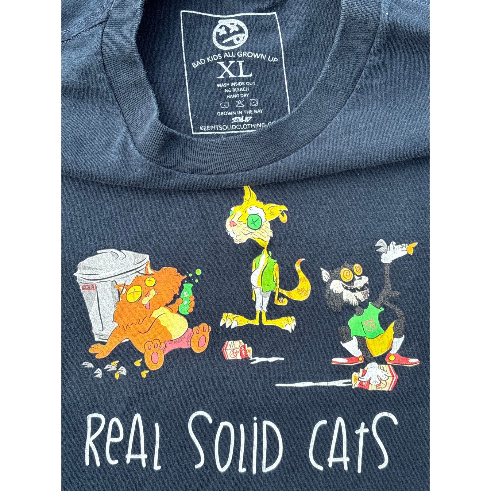 Real solid cats XL shirt bad kids all grown up navy graphic tee