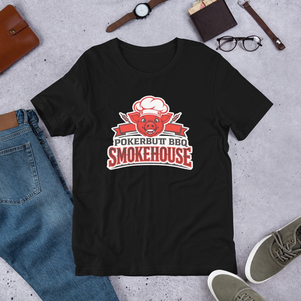 Pokerbutt BBQ Smokehouse Funny Naughty Adult Humor Men’s t-shirt