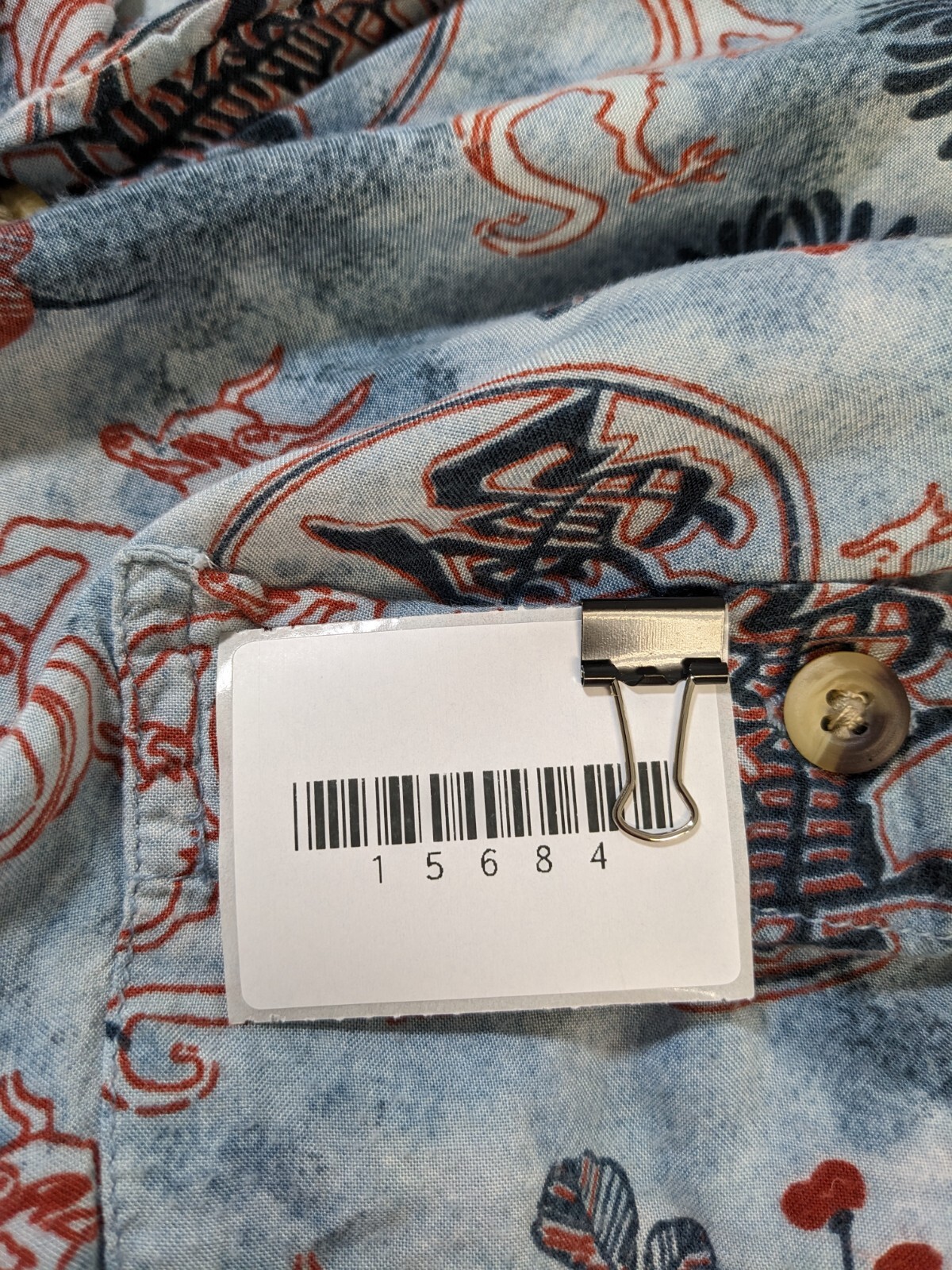 Greystone Sportswear Shirt Mens 2X Blue Red Asian Dragon Print Short Sleeve Camp