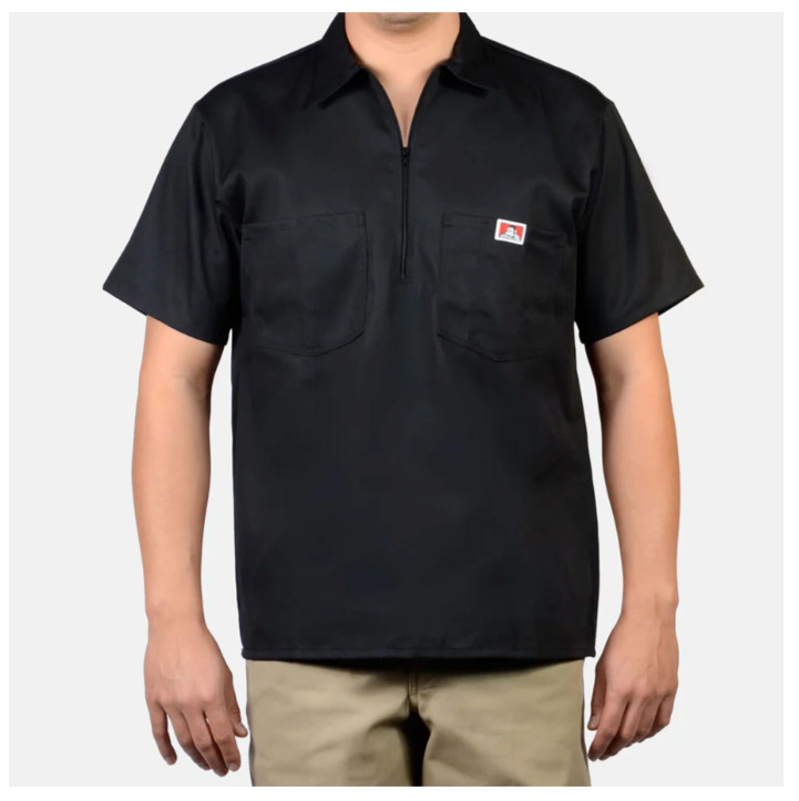Ben Davis Shirt Short Sleeve 60% Cotton 40% Polyester All Color 1/4 Zip Large