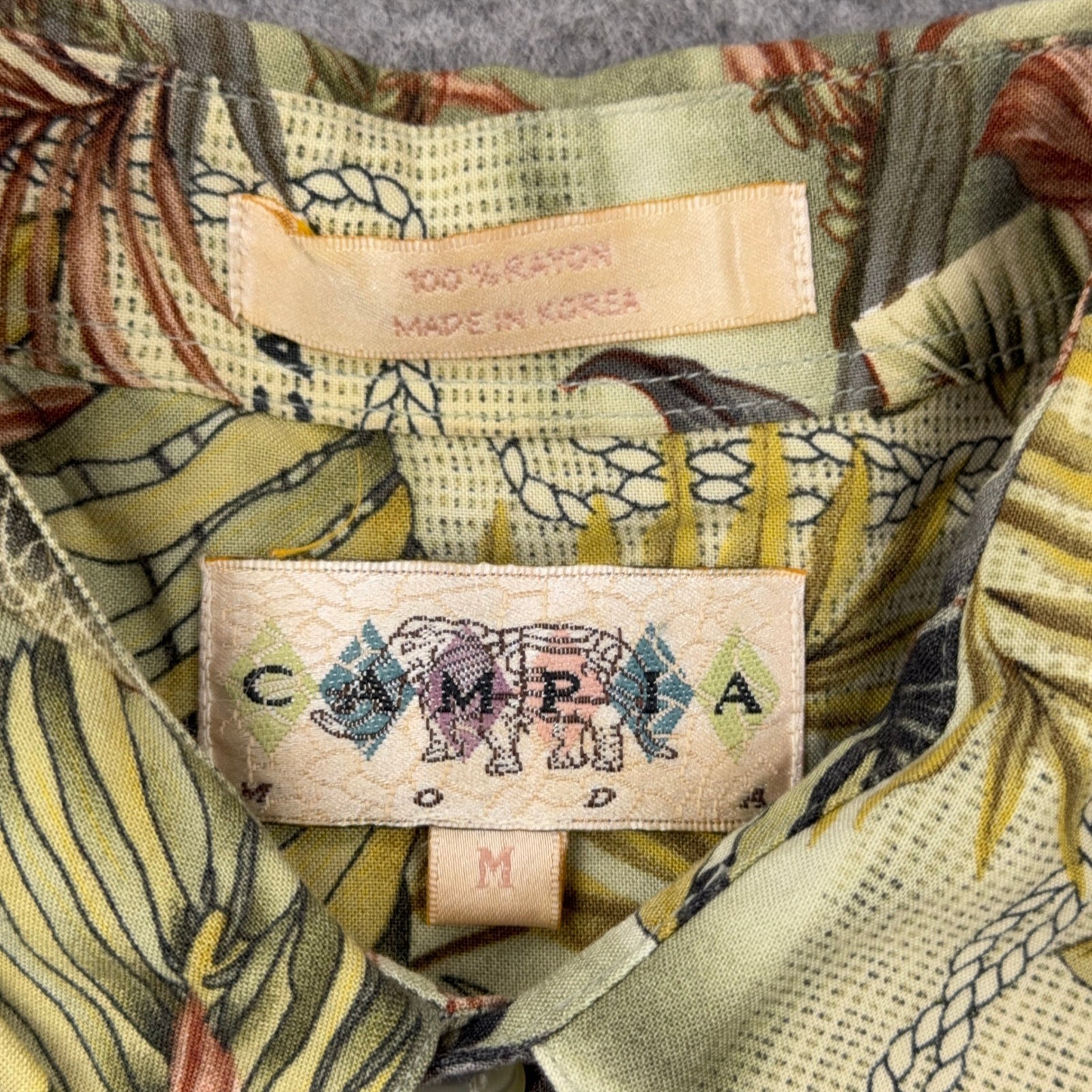 VTG Campia Moda Shirt Mens Medium Tropical Venice Santa Monica Rayon Aloha 90s