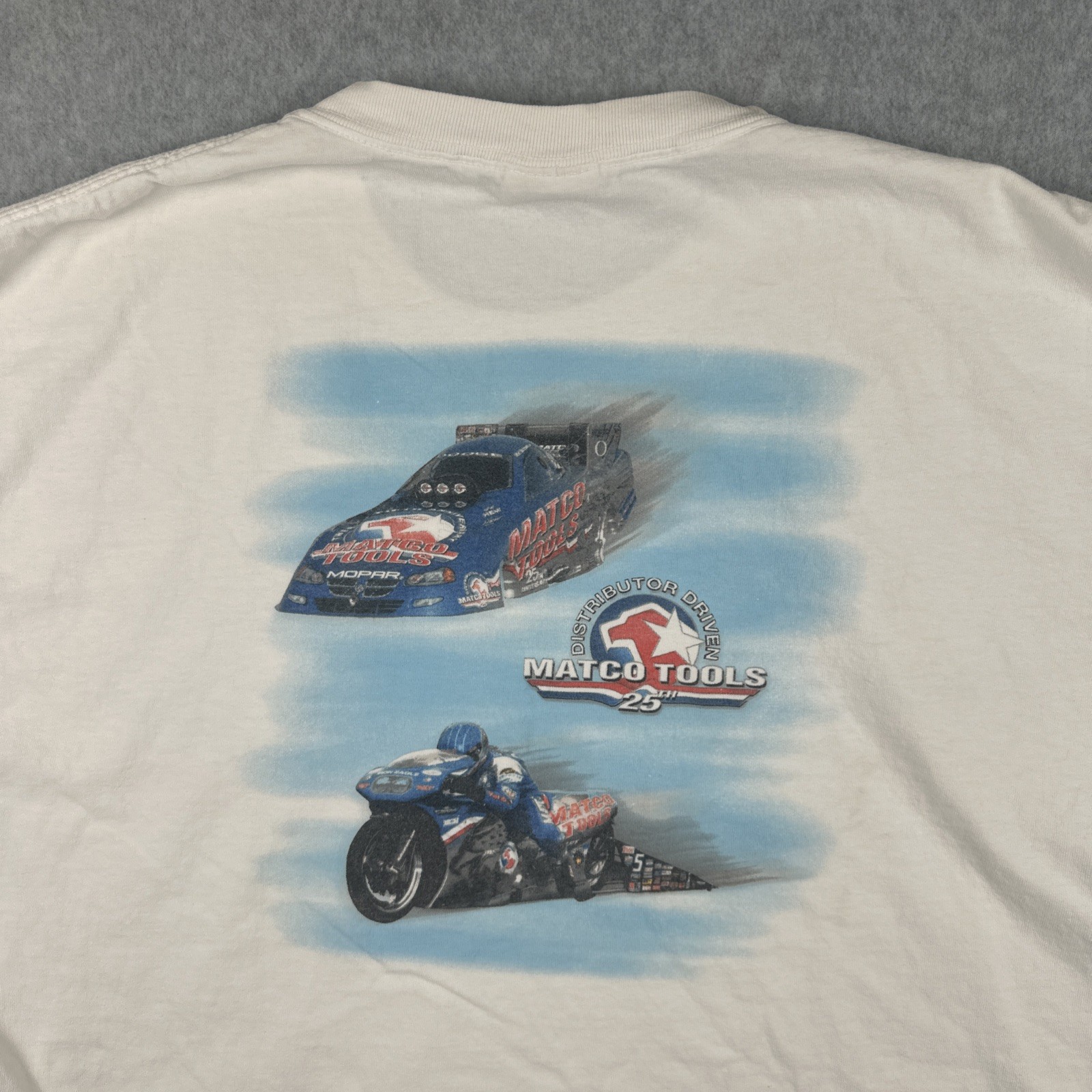 Vtg Hanes Comfort-T Mens XXL White Shirt MATCO Tools Racing Graphic Print Tee