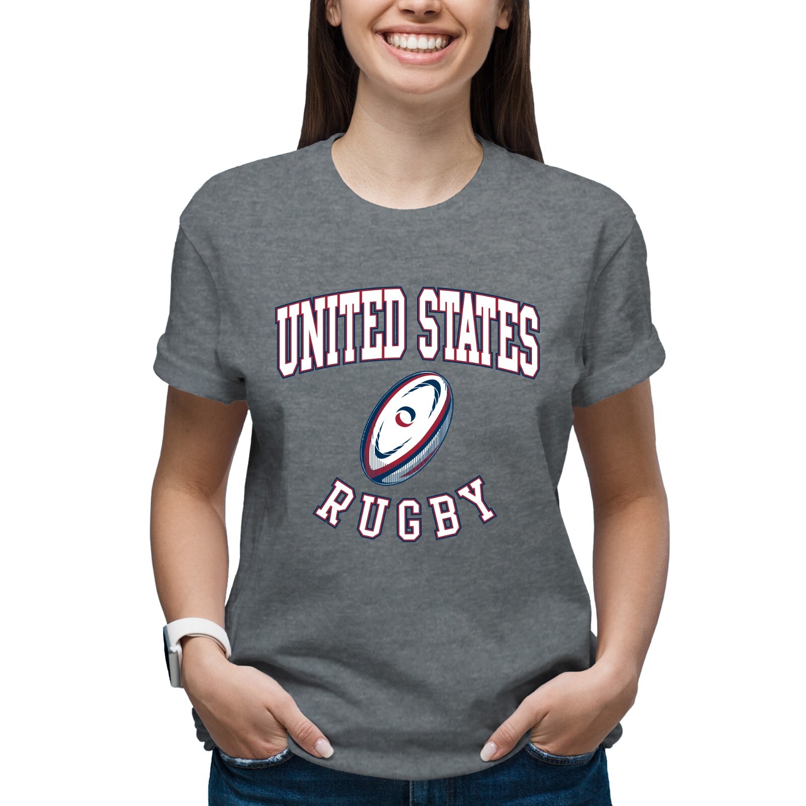 USA Rugby Ball T-Shirt – Graphite Heather