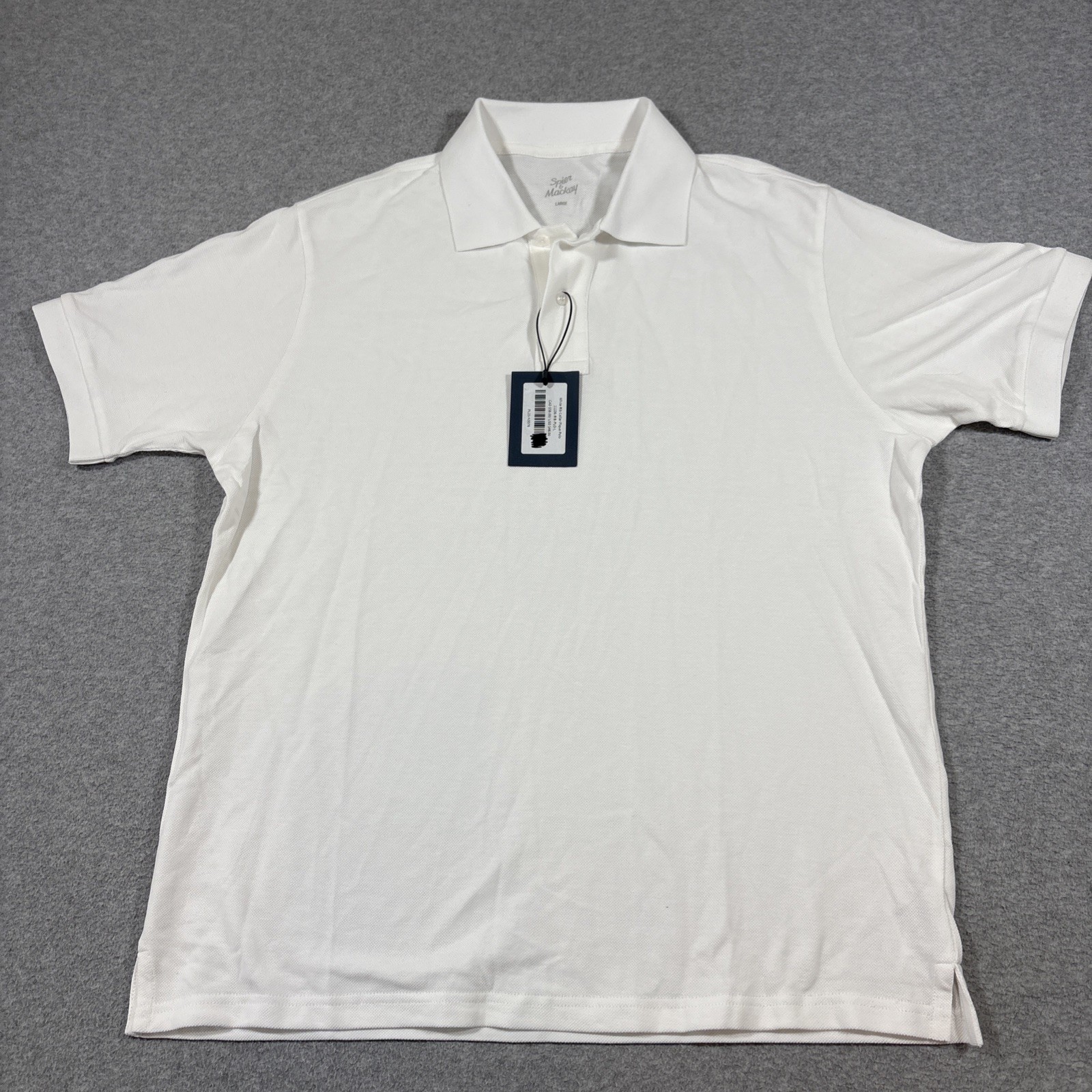 NWT Spier & Mackay Sz L White Rib Collar Pique Polo Shirt