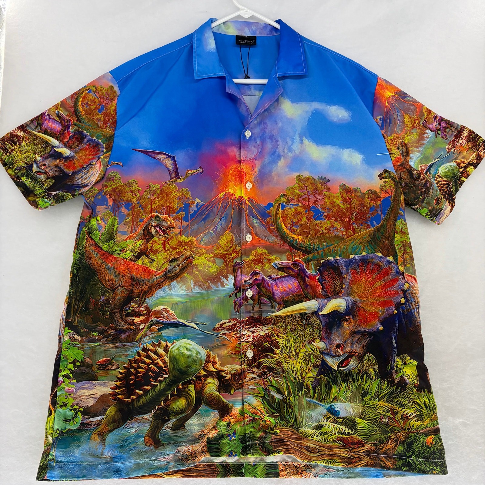 MIKENKO Dinosaur Kingdom 3D All Over Print Hawaiian Shirt Size Large