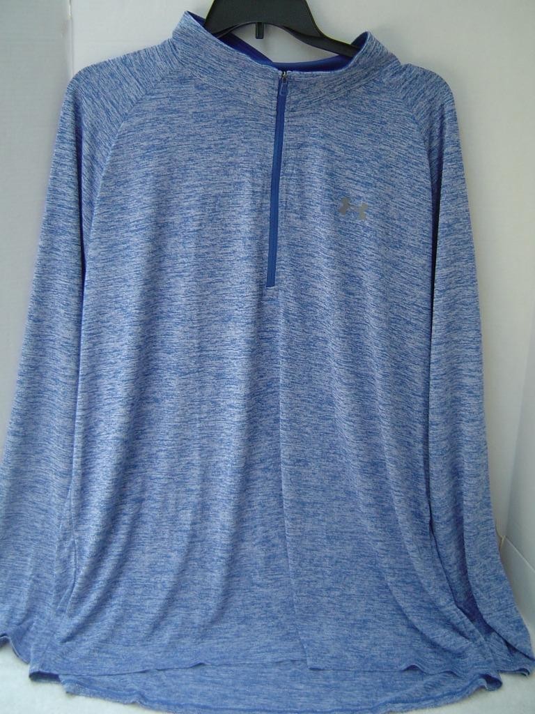 NEW MENS UNDER ARMOUR BLUE TECH 2.0 1/2 ZIP PULLOVER LONG SLEEVE SHIRT SIZE 3XLT