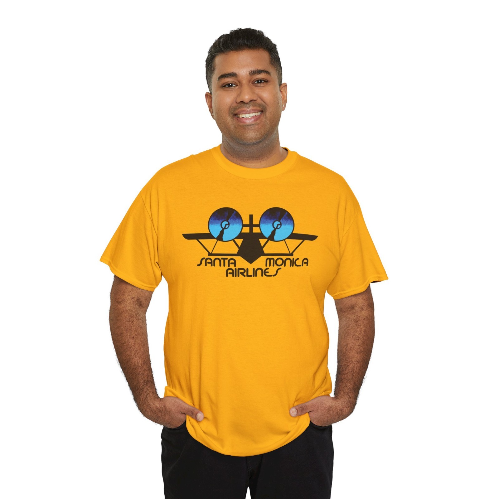 New Santa Monica Airlines SMA Skateboard Company T-Shirt American Style T Shirt