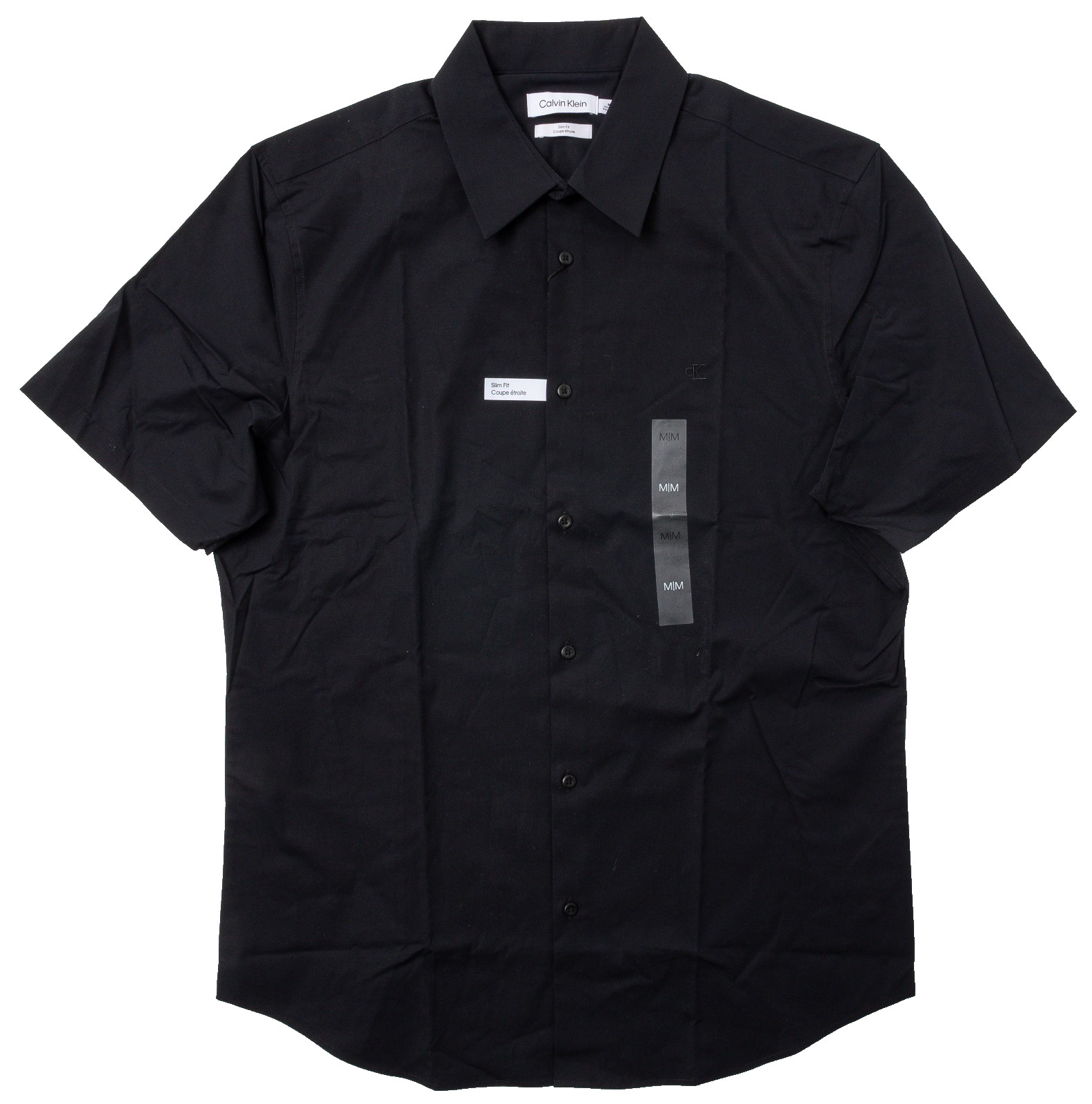 CALVIN KLEIN BNWT MENS SHORT SLEEVE STRETCH COTTON SLIM BUTTON SHIRT sz M BLACK