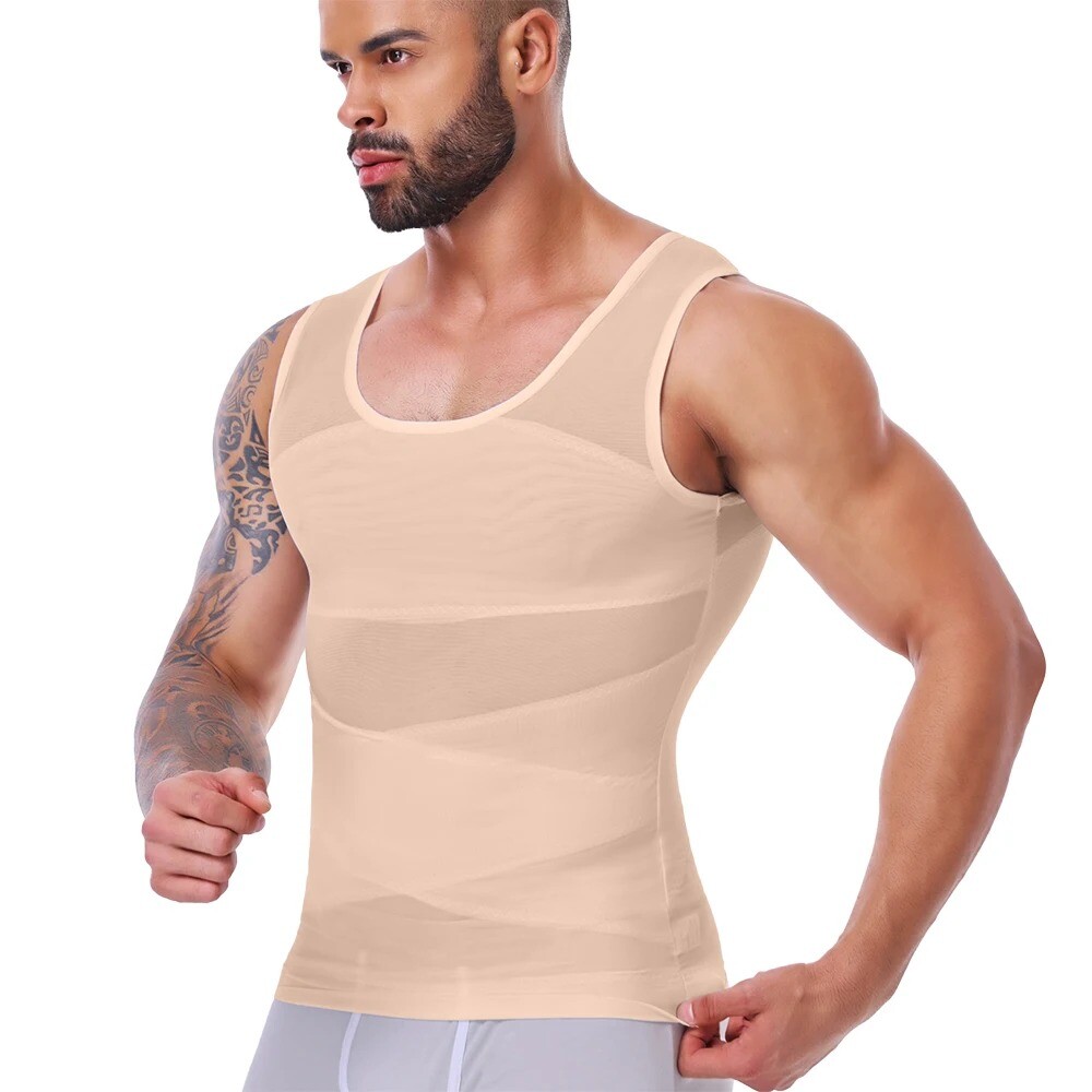 Men Slimming Body Shaper Tank Top Abdomen Gynomastica Compression Vest Shirt