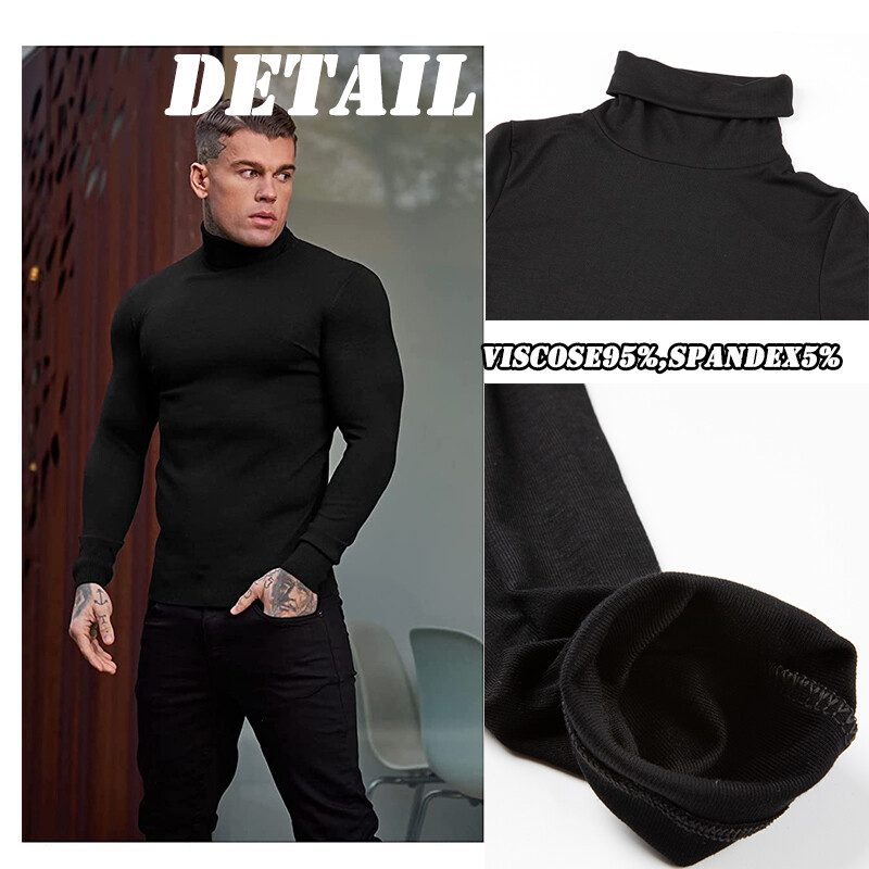 Men’s Thermal Long Sleeve Compression Shirts Turtleneck Winter Base Layer Top US