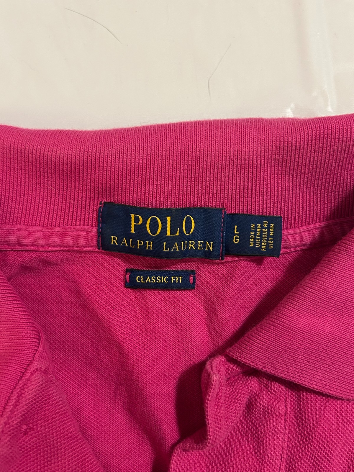 Polo Ralph Lauren Pink and Navy Polo Big Pony Classic Fit Mens Large 3 On Sleeve