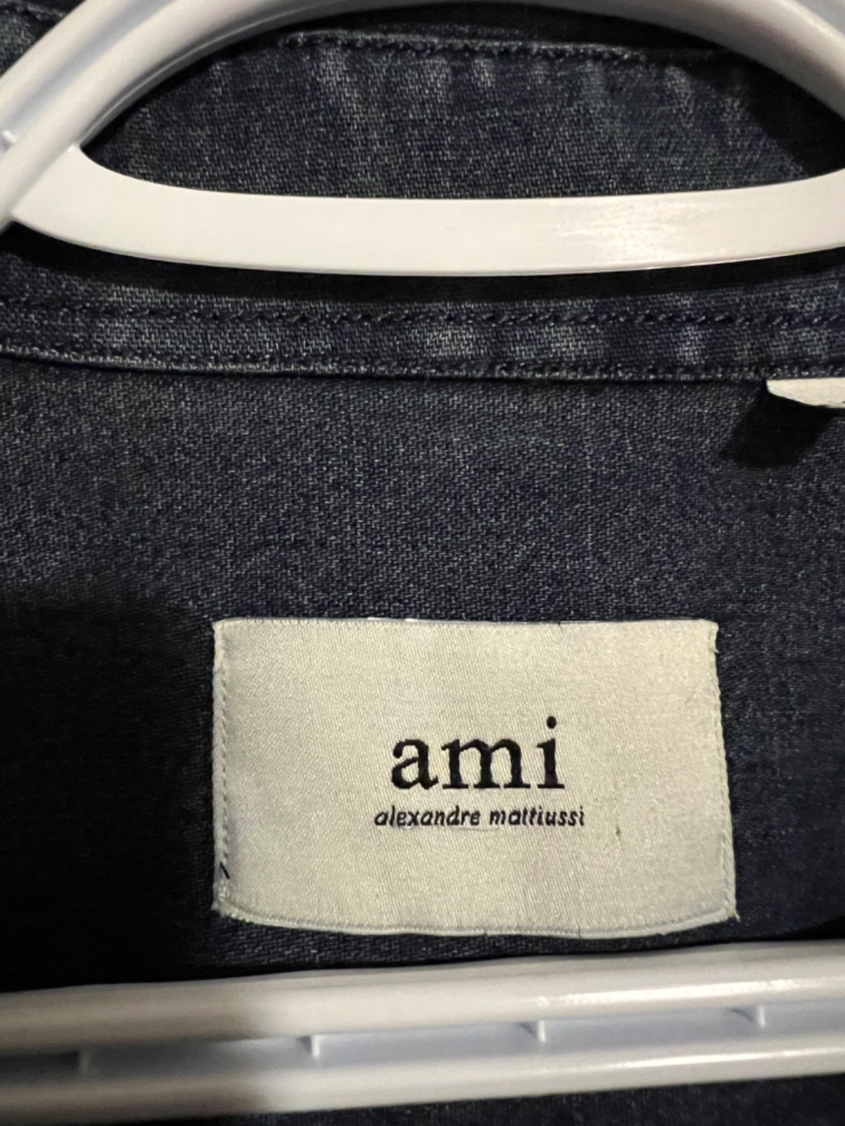 Ami Paris Knitted AMI DE COEUR Shirt Navy Denim Overshirt from Japan