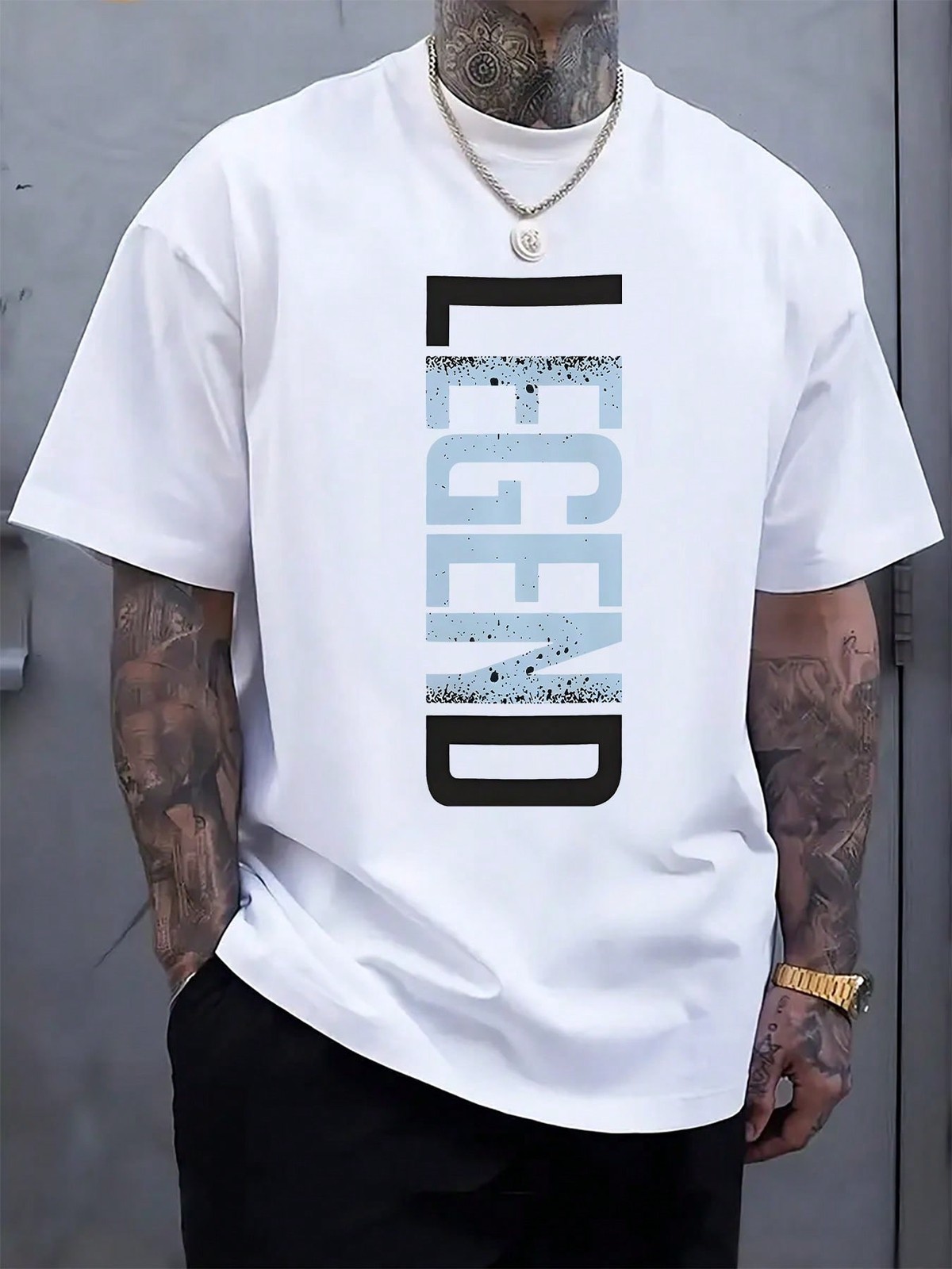 Men’s Casual LEGEND Print Crew Neck Short Sleeve T-Shirt