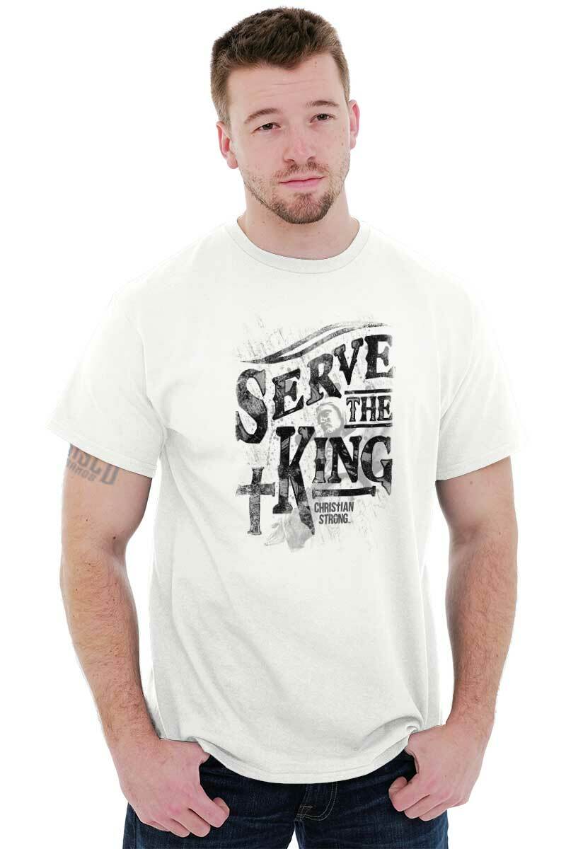 Christian Strong Serve The King Jesus Cross Womens or Mens Crewneck T Shirt Tee