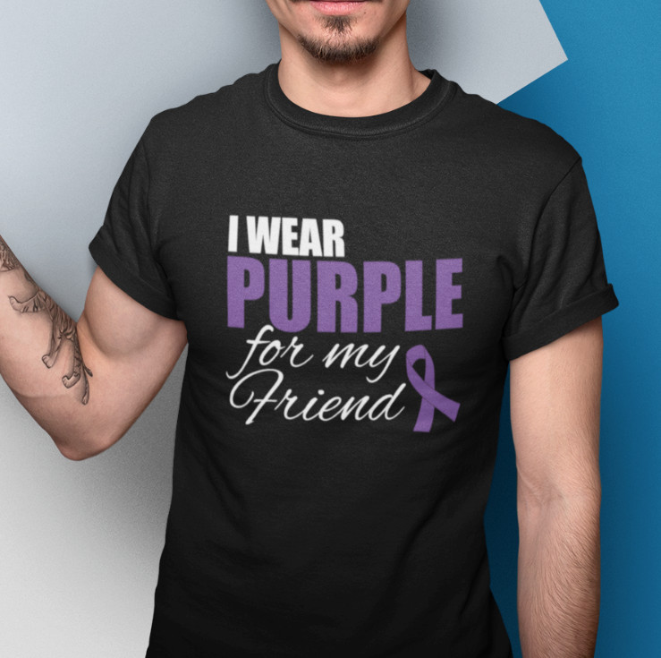I Wear Purple For My Friend Shirt Ribbon Epilepsy Awareness Pancreatic Cancer