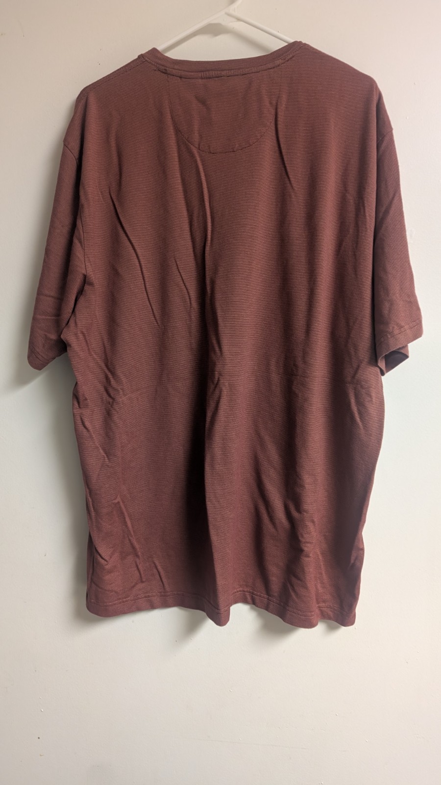 Geoffrey Beene Short Sleeve Burnt Sienna Color Fine Stripes Mens Size 2XL