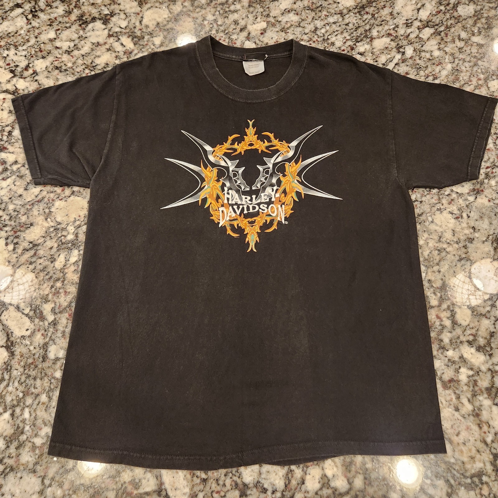 Harley Davidson Ann Arbor Michigan T Shirt Black Size L Embroidered Proper Fade