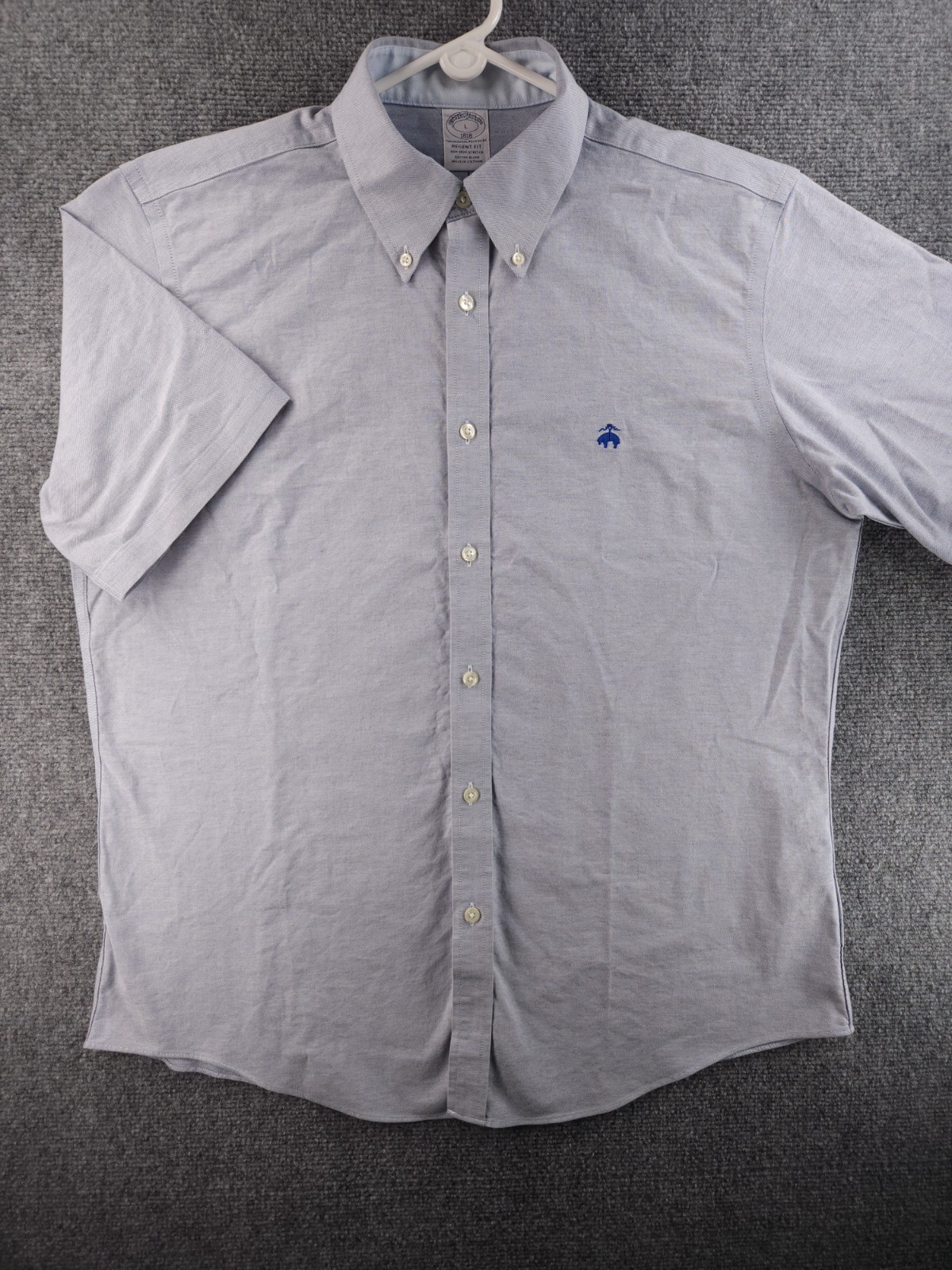 Brooks Brothers Oxford Button-Down Short Sleeve Cotton Spandex Large Regent OCBD
