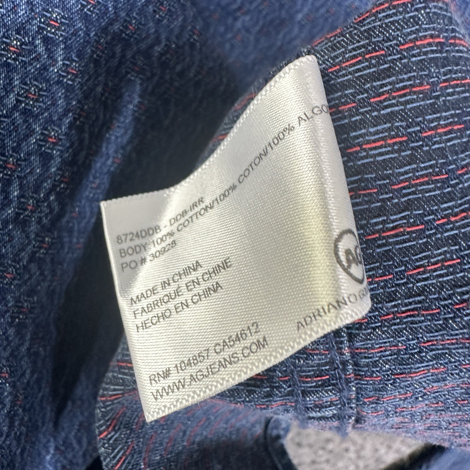 Adriano Goldschmied Chambray Button Down L/S Shirt Mens L Textured Micro Pattern