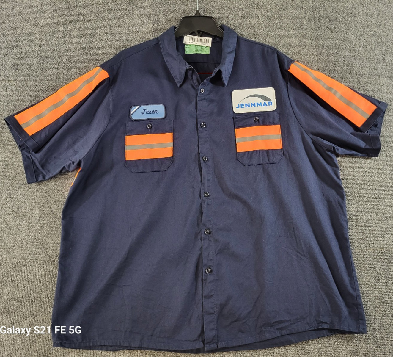 Aramark Hi Vis Safety Reflective Work Wear Shirt Mens 2XLR Blu/Orange S Sleeve