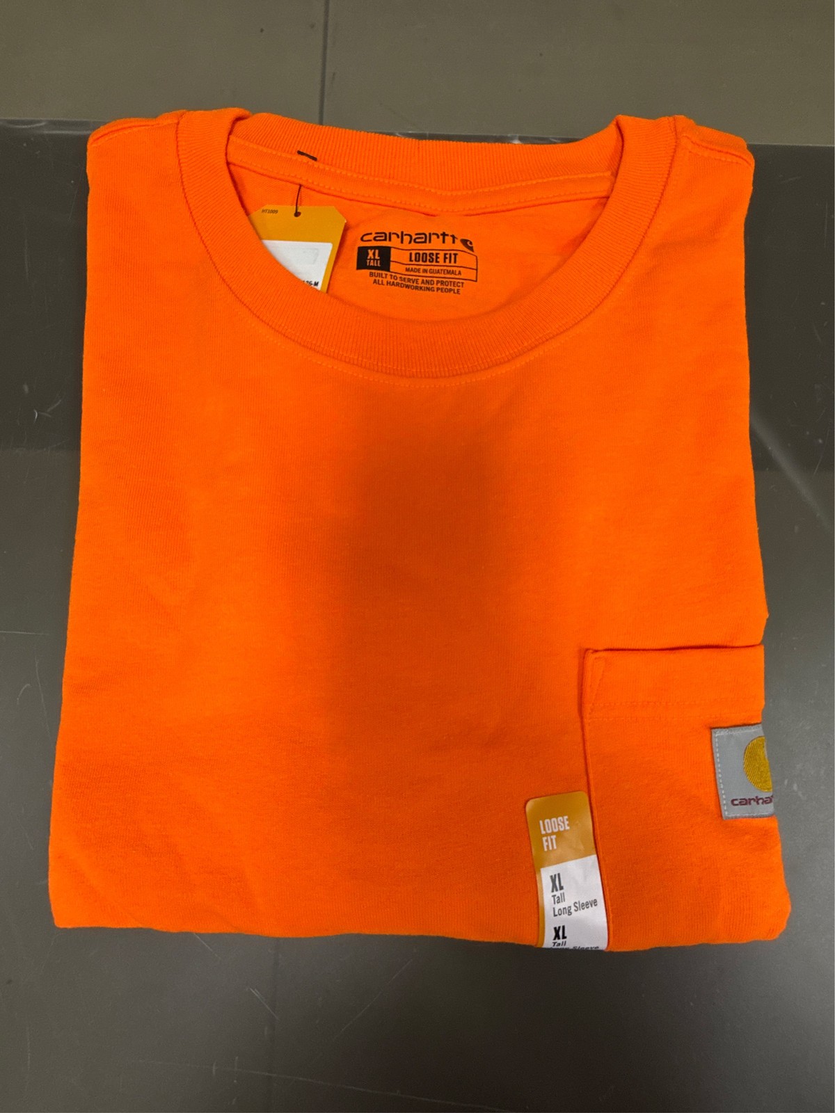 Men’s X-Large Tall Brite Orange Cotton/Polyester Loose Fit Heavyweight Long Slee