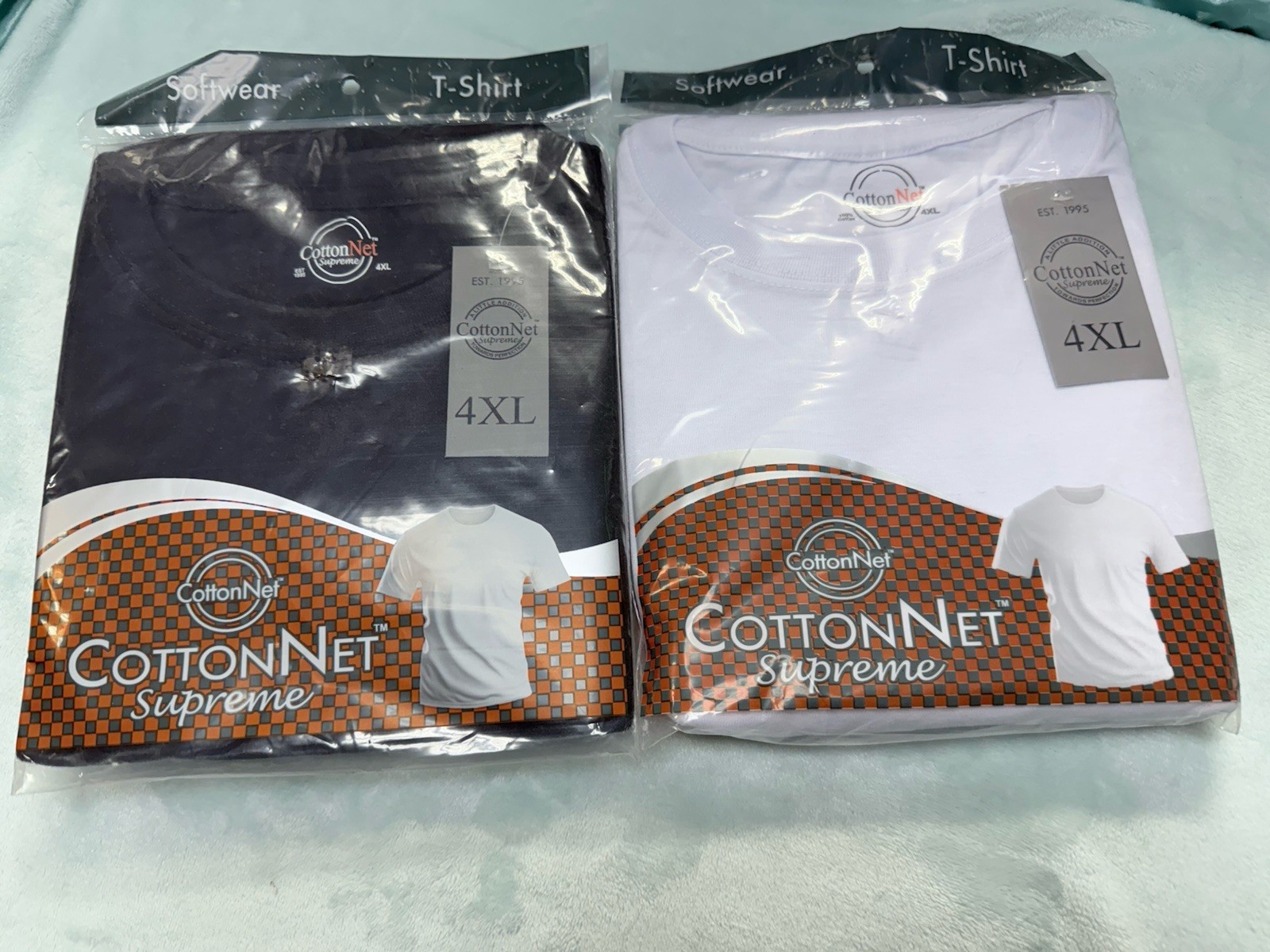 2 Pc 4XL CottonNet Supreme TShirt Round Neck Short Sleeve Shirt White & Black