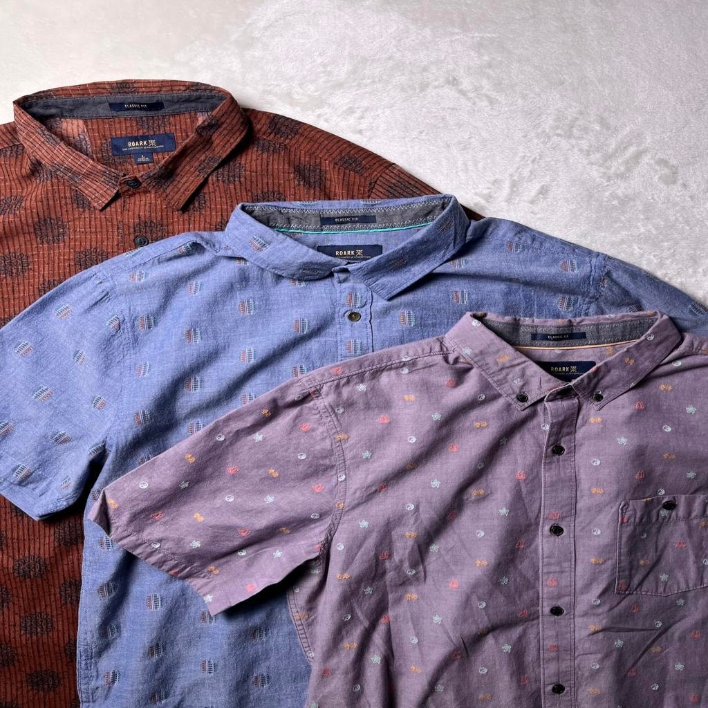 3 x Roark Classic Fit Button Up Shirts Men’s L Lightweight Trail Adventure Camp