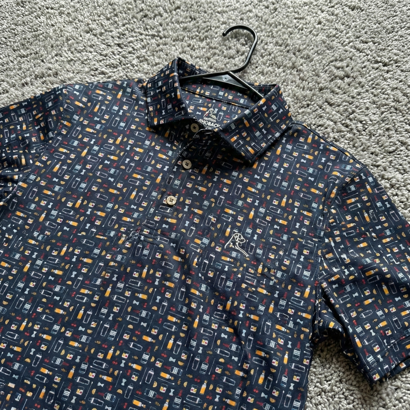 🔷 4-Way Stretch Rhoback The Old Fashioned Men Performance Polo Admiral Navy XL