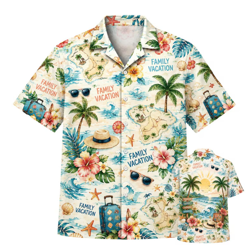 Graphic Coconut Trees 3D Hawaii All Over Print Shirt Summer Holiday Tee BR065