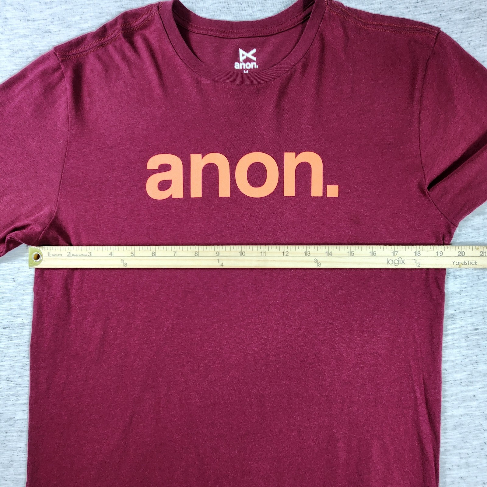 Anon Mens Graphic T-Shirt Medium Red Crew Neck Soft Feel Printed Logo Skate Tee